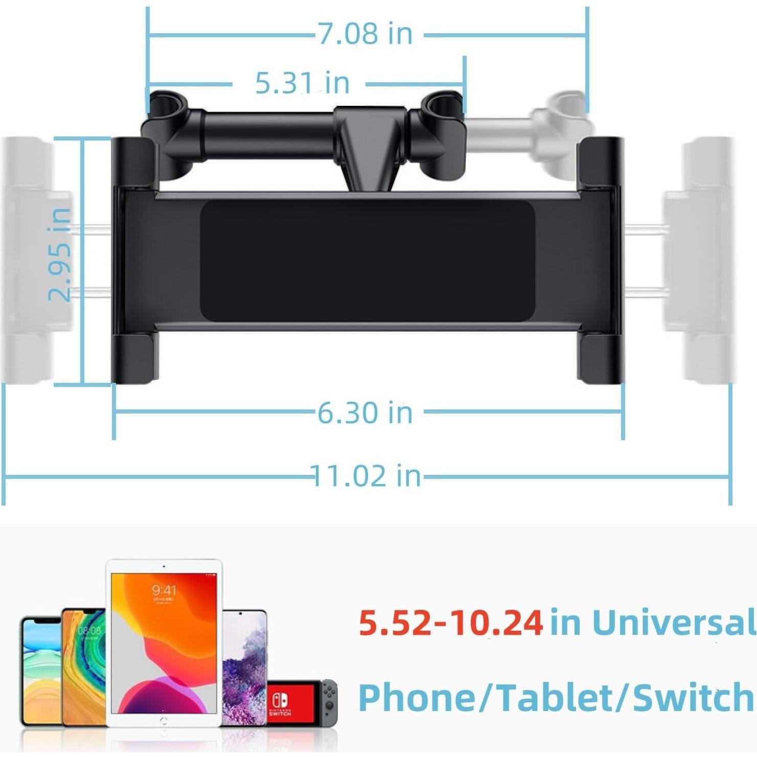 Soporte de Tablet para Coche AIOYE Ajustable 360° Negro