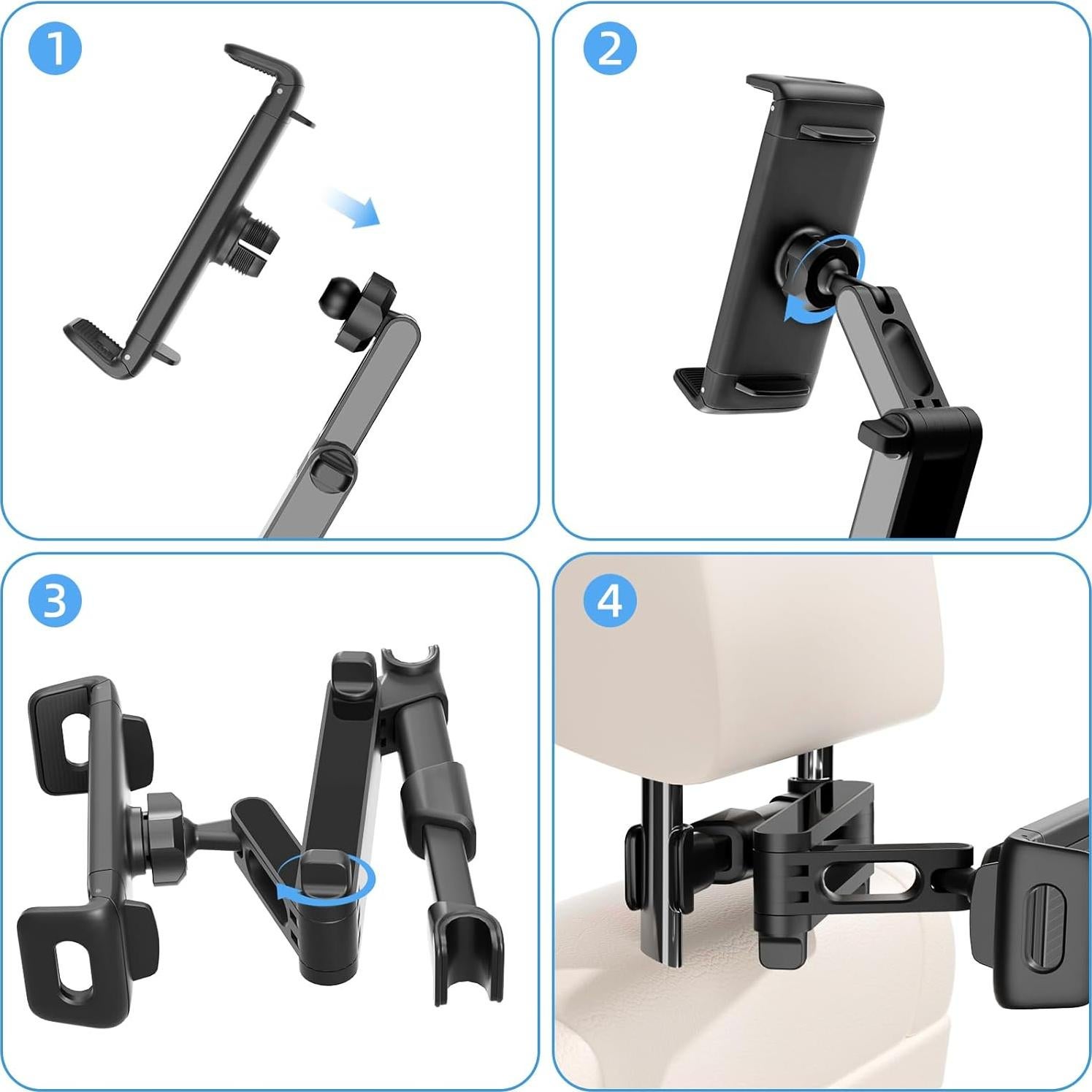 Soporte de Tablet para Coche Aourxiv 360° Ajustable Negro