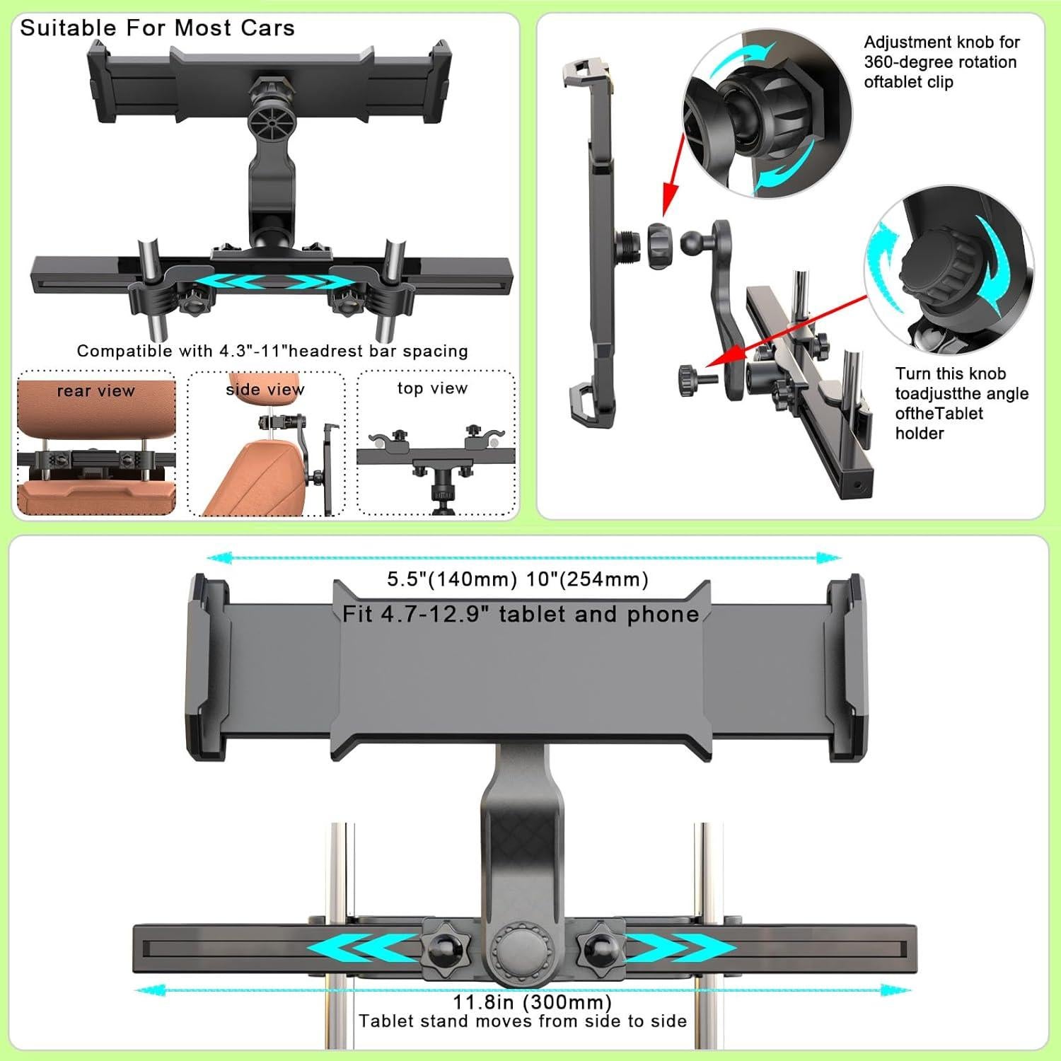 Soporte para iPad en Reposacabezas de Coche Teefeet Ajustable