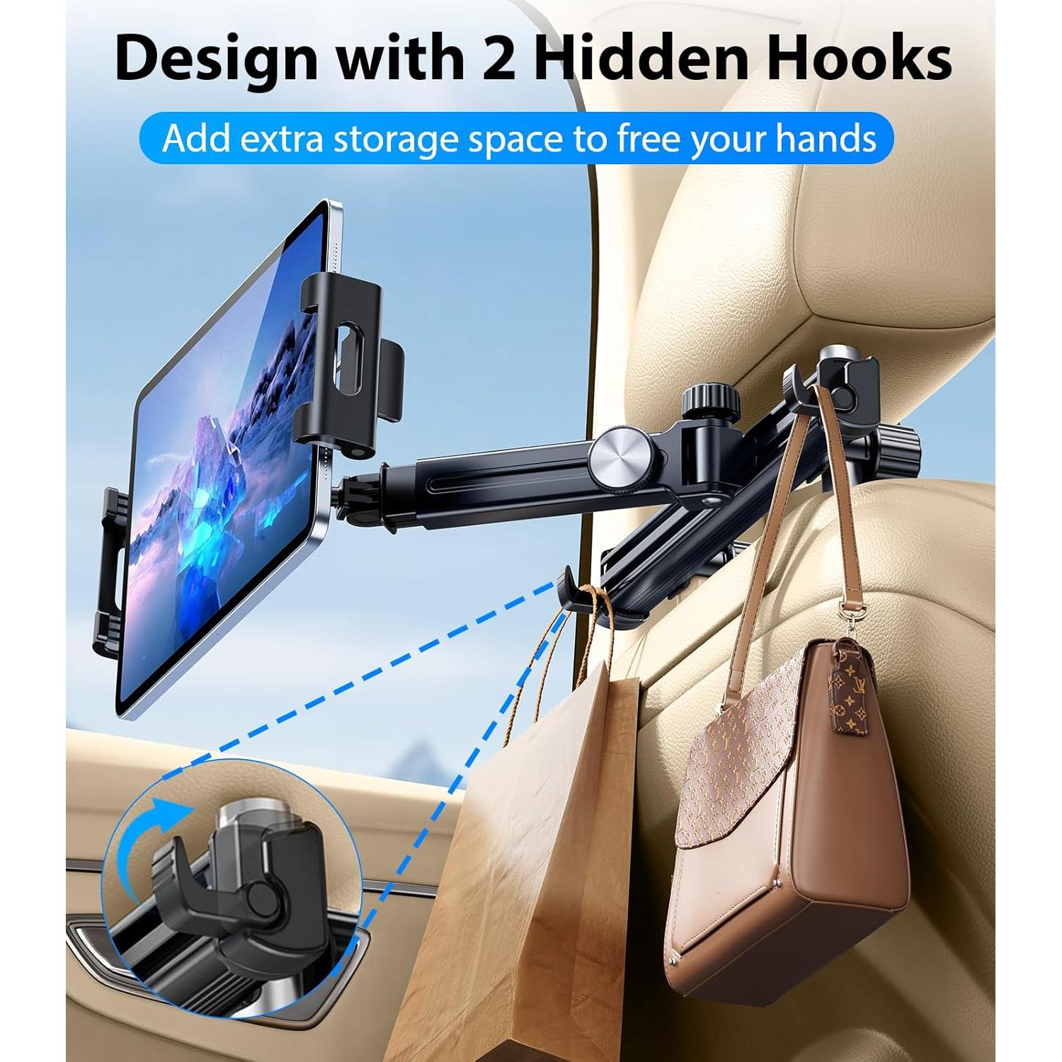 Soporte para Tablet HIYJEN 3 en 1 Ajustable para Coche Negro