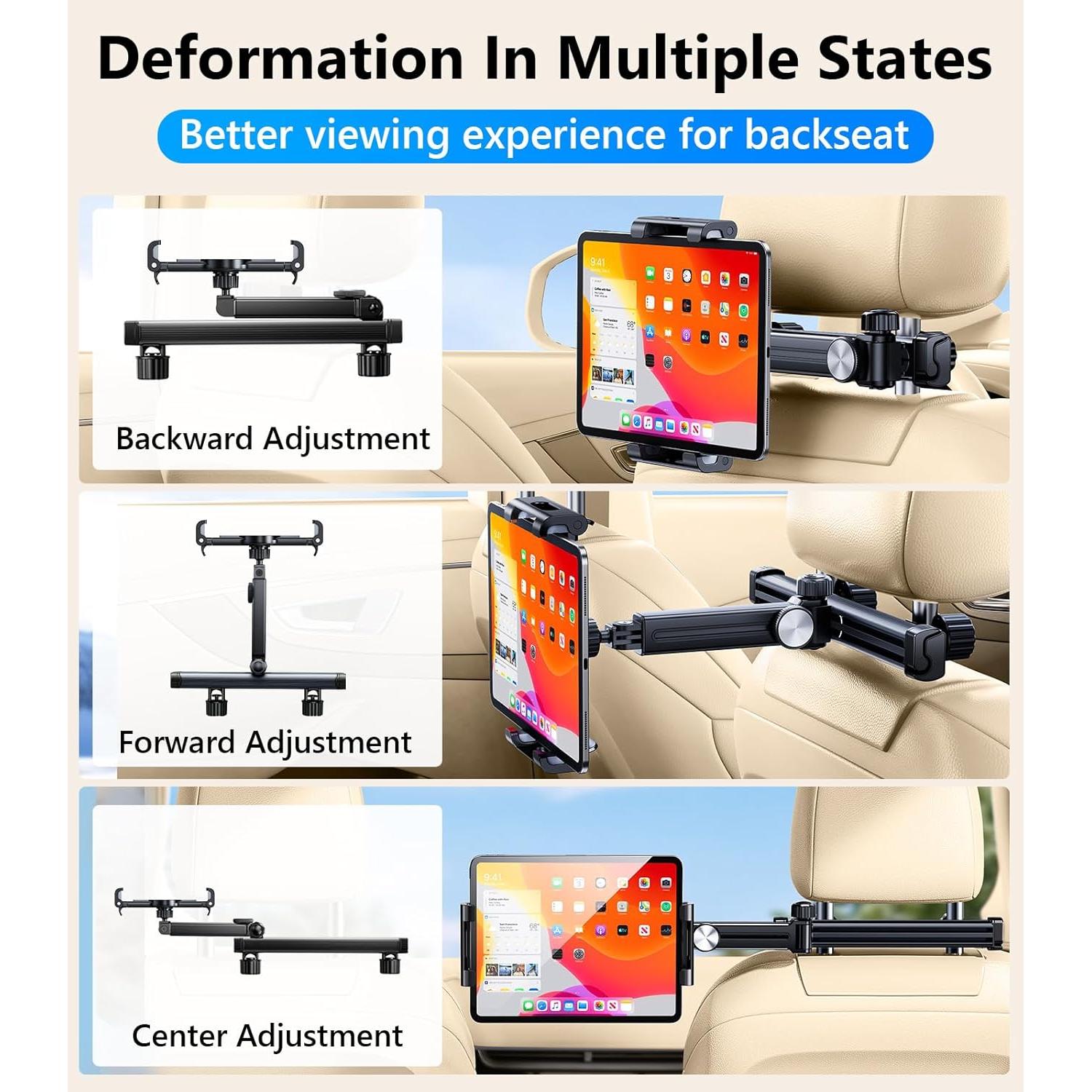 Soporte para Tablet HIYJEN 3 en 1 Ajustable para Coche Negro