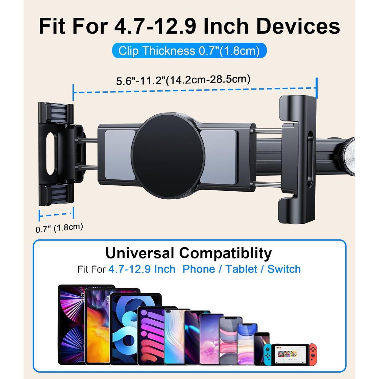 Soporte para Tablet HIYJEN 3 en 1 Ajustable para Coche Negro