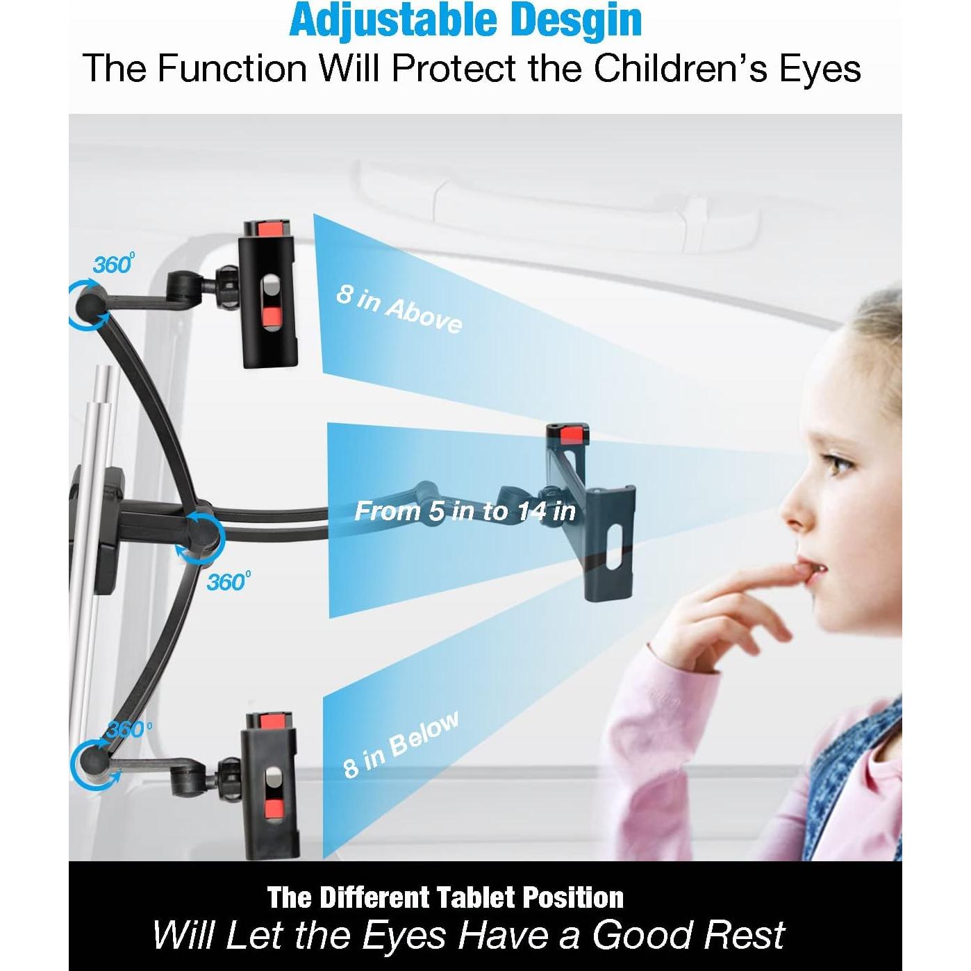 Soporte de Tablet Ajustable INNOMAX para Asiento Trasero 5-13"