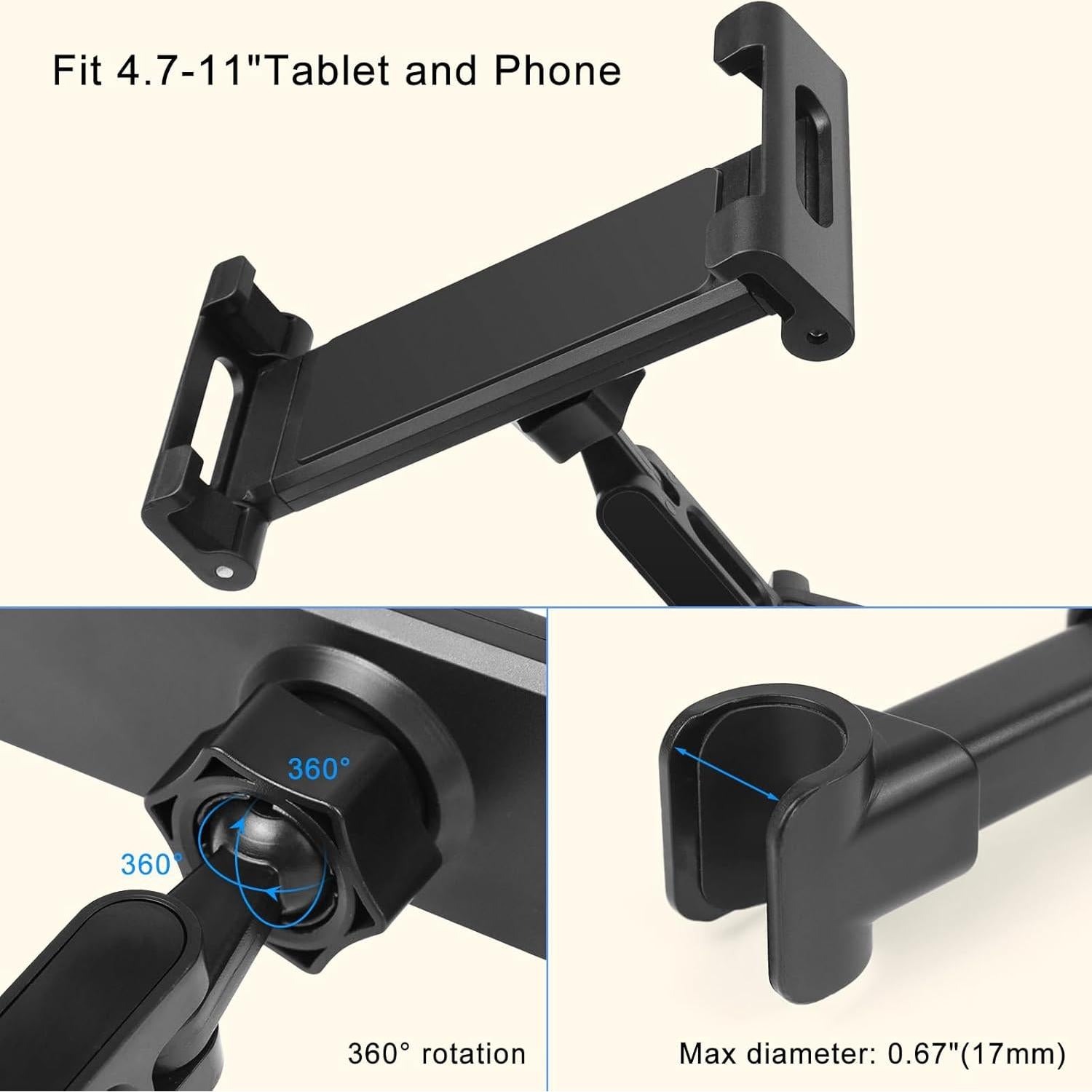 Soporte para Tableta Kairiyard para Coche 3 en 1 Ajustable