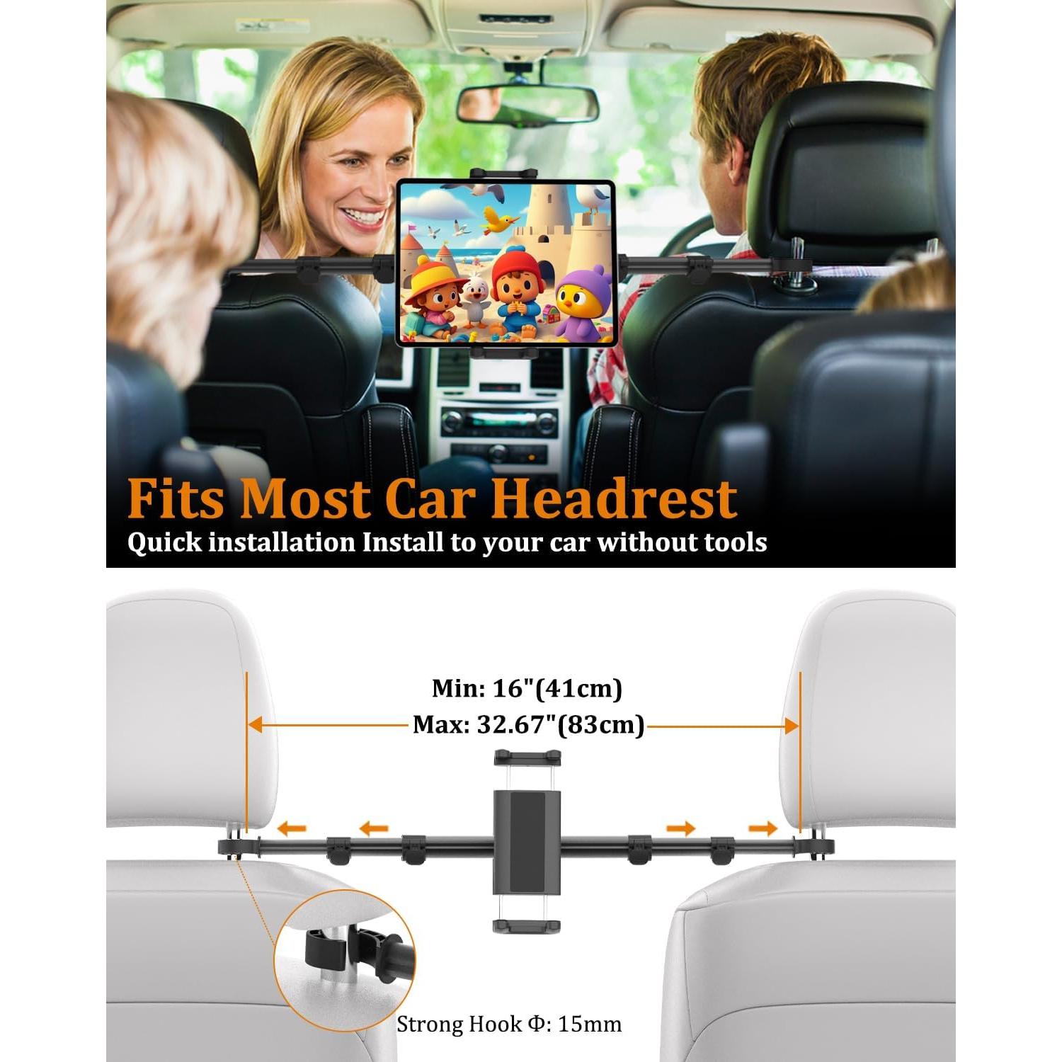 Soporte para Tableta en Reposacabezas de Auto CANHET 41-83cm