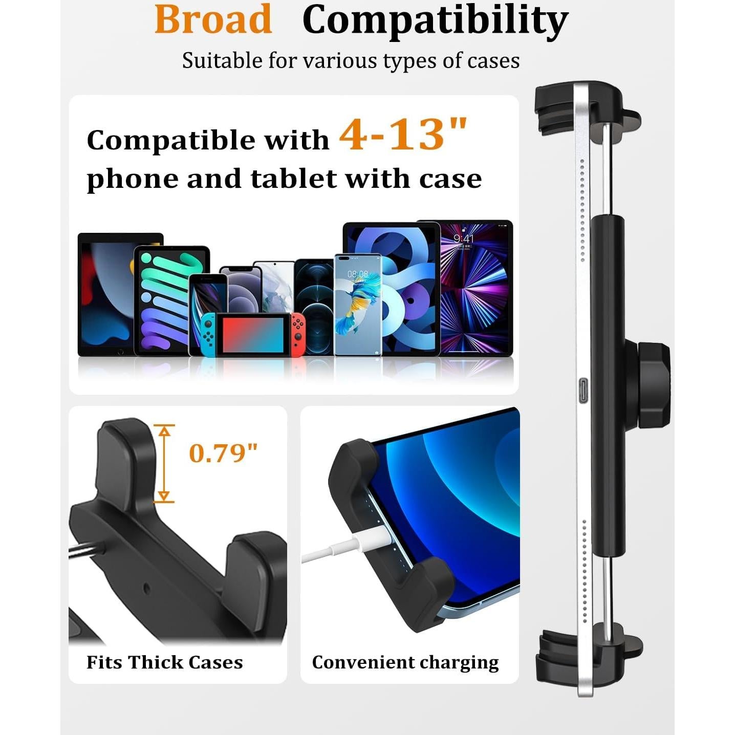 Soporte para Tableta en Reposacabezas de Auto CANHET 41-83cm