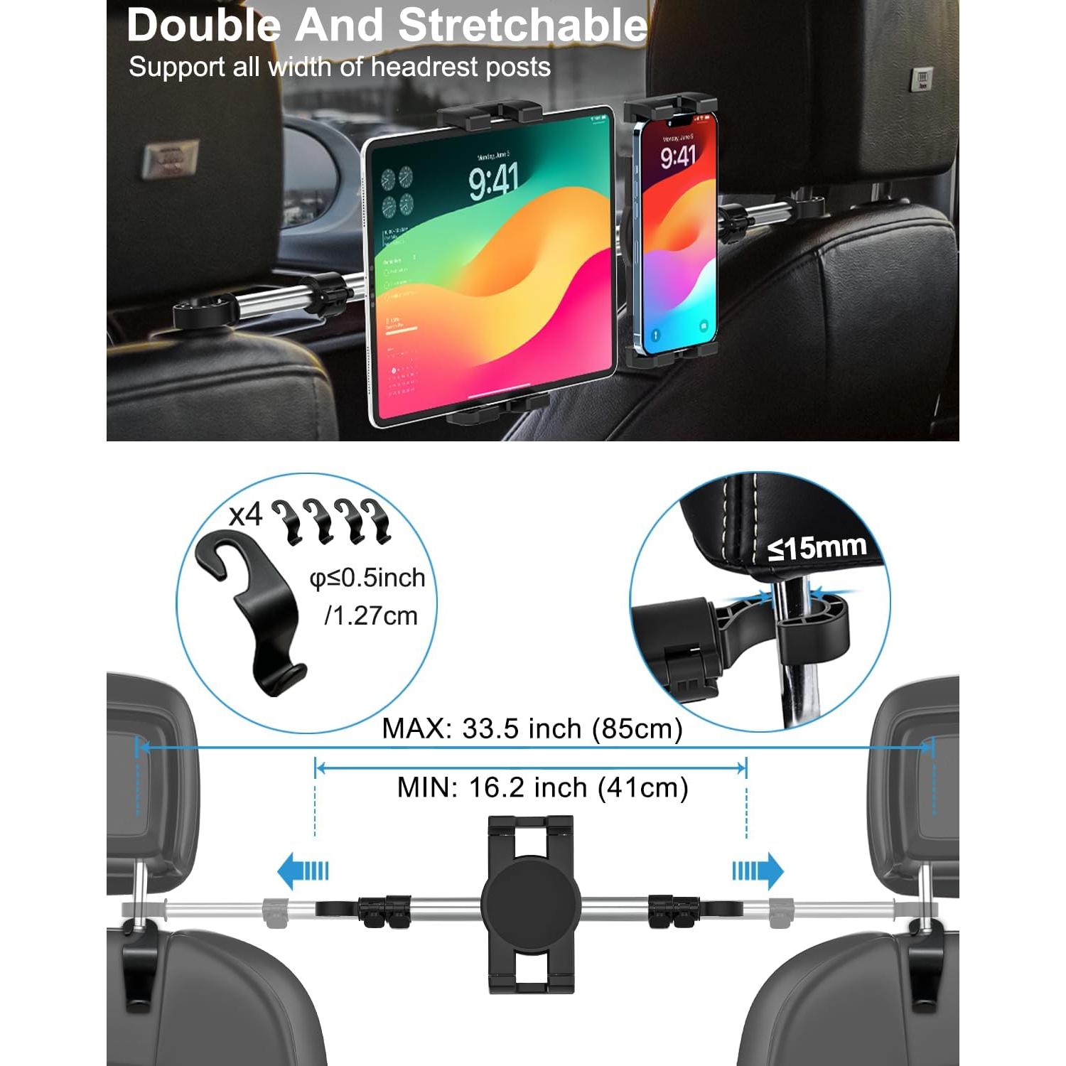 Soporte para Tablet Woleyi en Reposacabezas de Coche 4-13"
