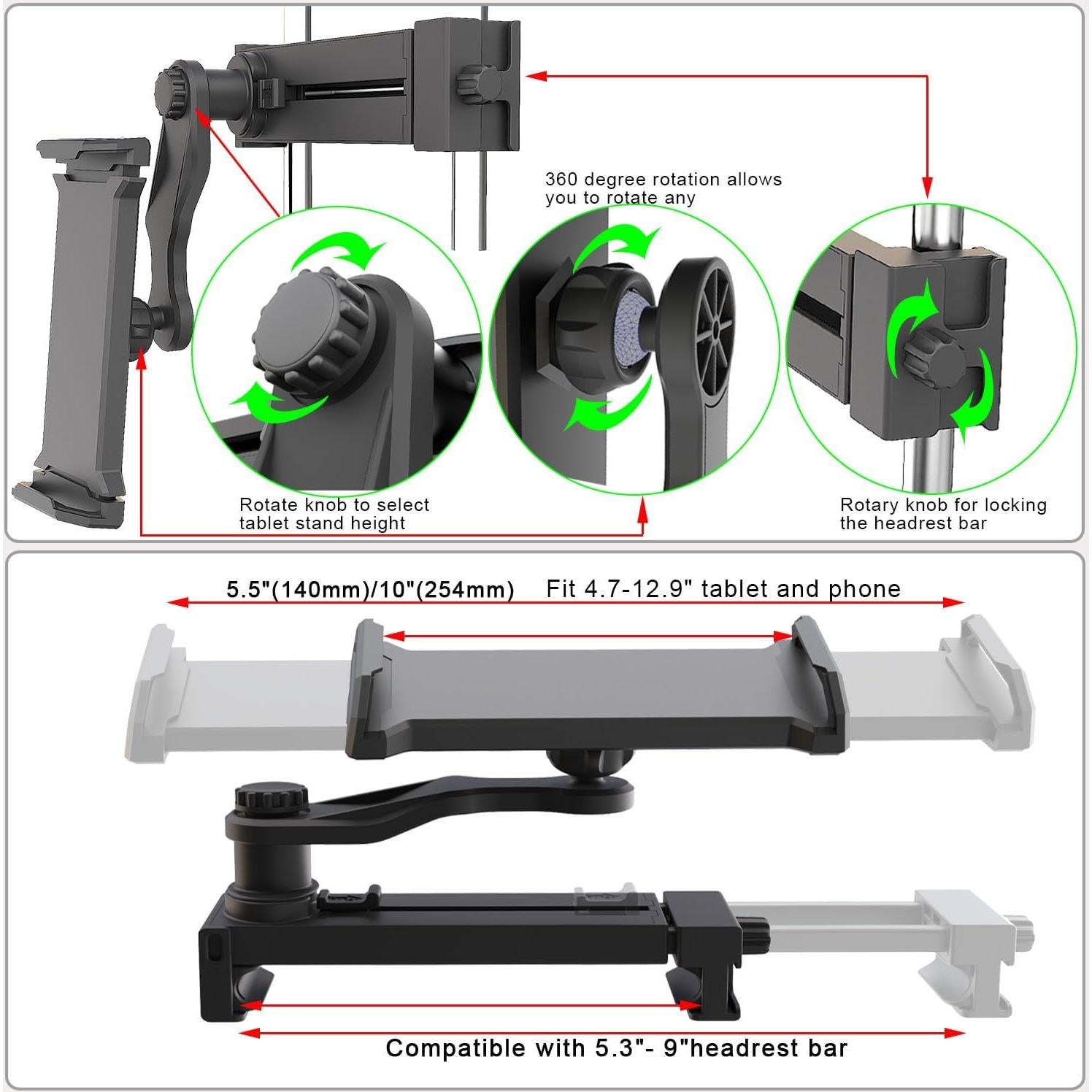 Soporte para Tableta en Reposacabezas Auto Teefeet JLP01A Negro