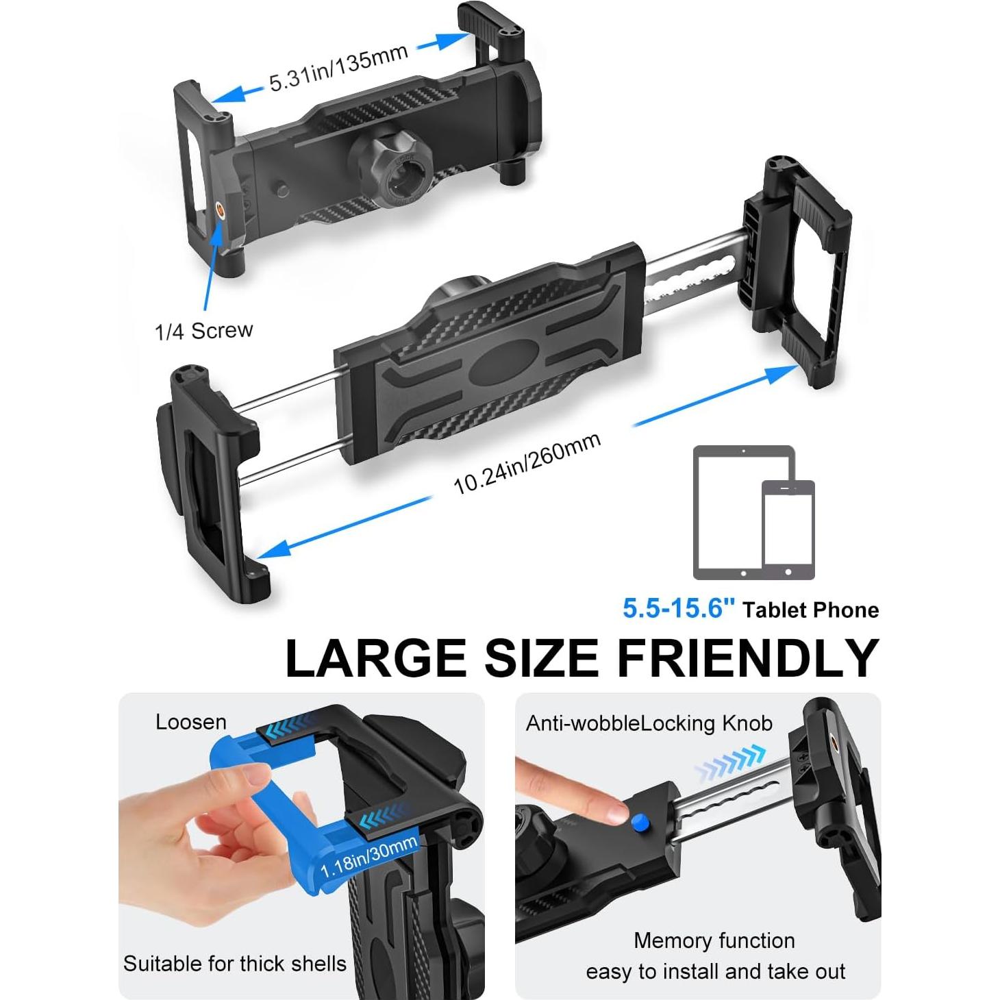 Soporte de Tableta para Reposacabezas Kolasels - Metal Ajustable 360°