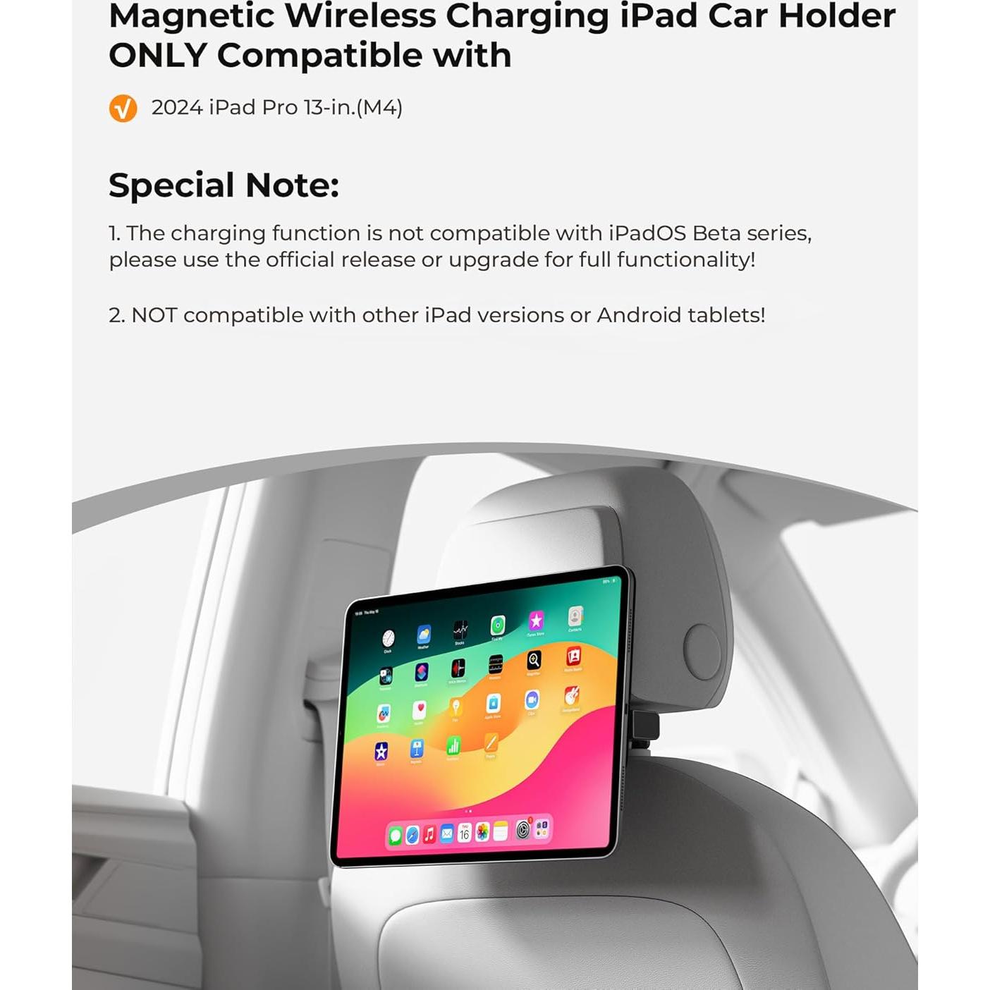 Soporte de Tablet KUXIU para Coche con Carga Inalámbrica iPad Pro 13" M4