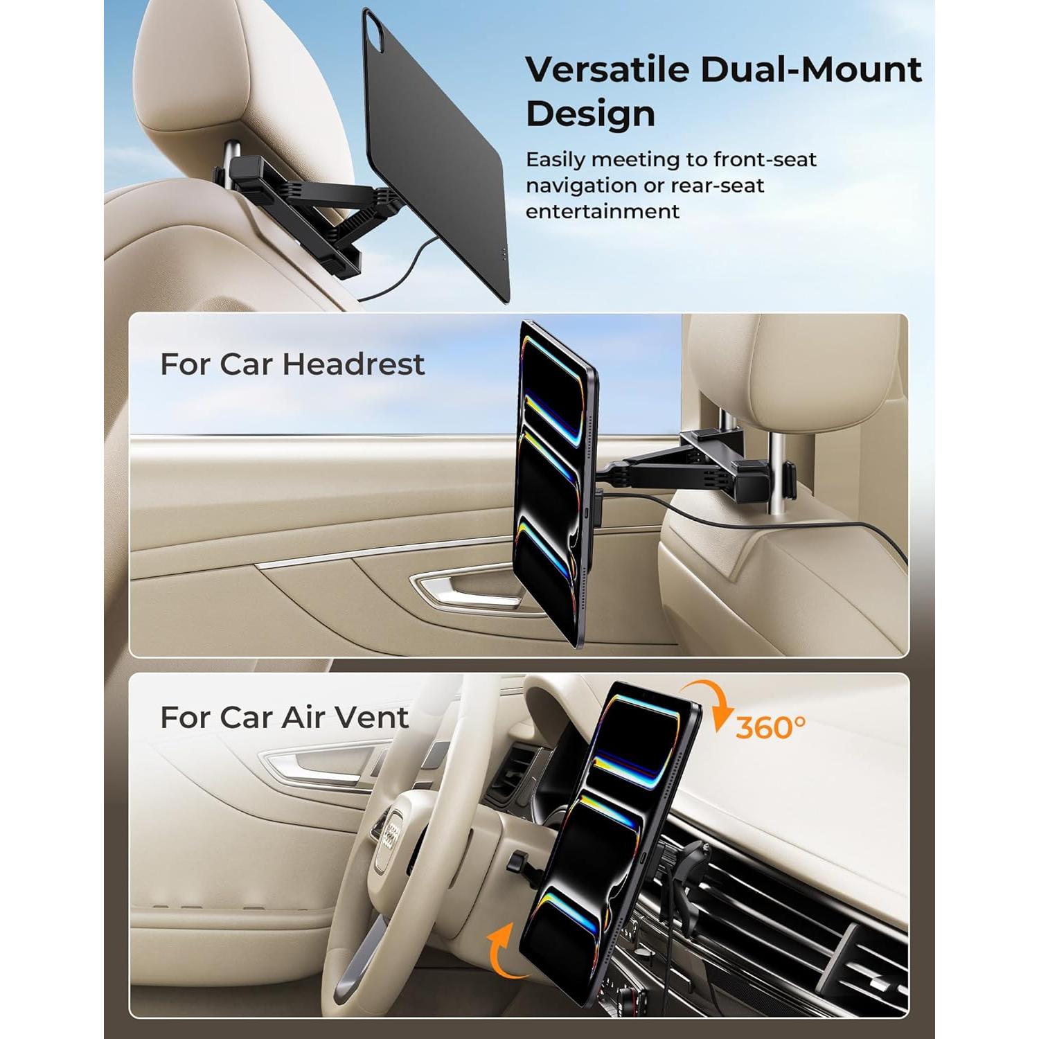 Soporte de Tablet KUXIU para Coche con Carga Inalámbrica iPad Pro 13" M4