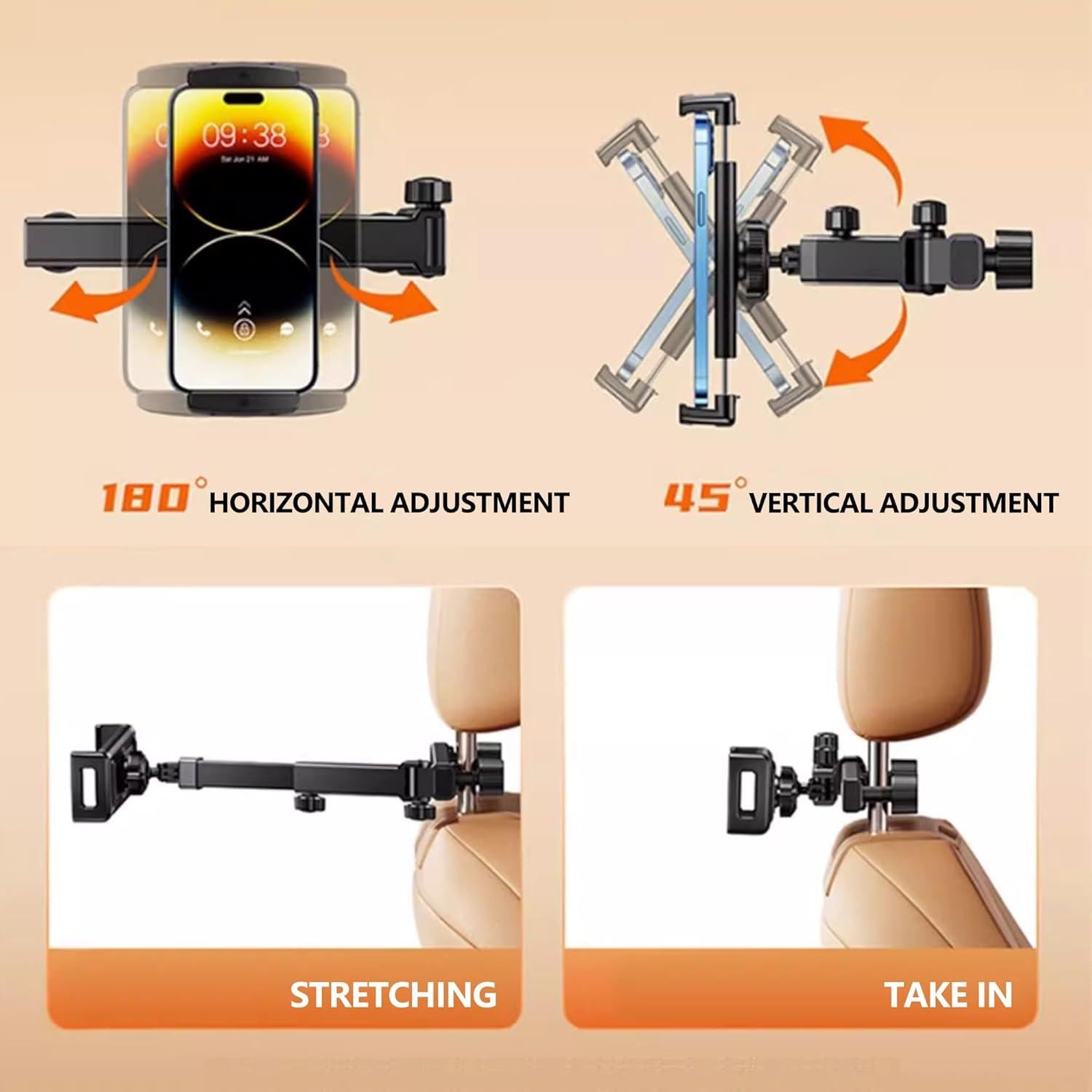 Soporte para Tablet y Teléfono UINSUE - Ajustable 360° para Coche