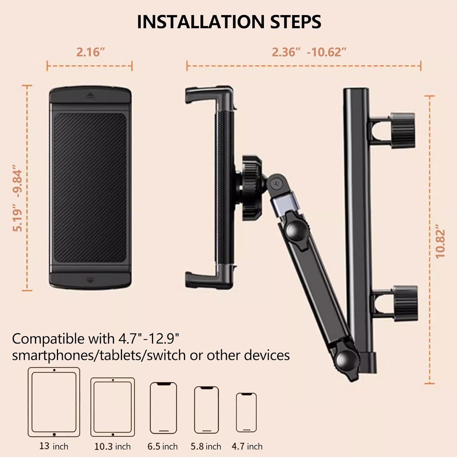 Soporte para Tablet y Teléfono UINSUE - Ajustable 360° para Coche