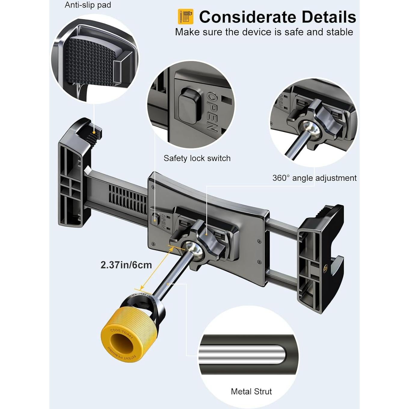 Soporte para Tablet LINCO AM309 Ajustable para Auto 4.7-13"