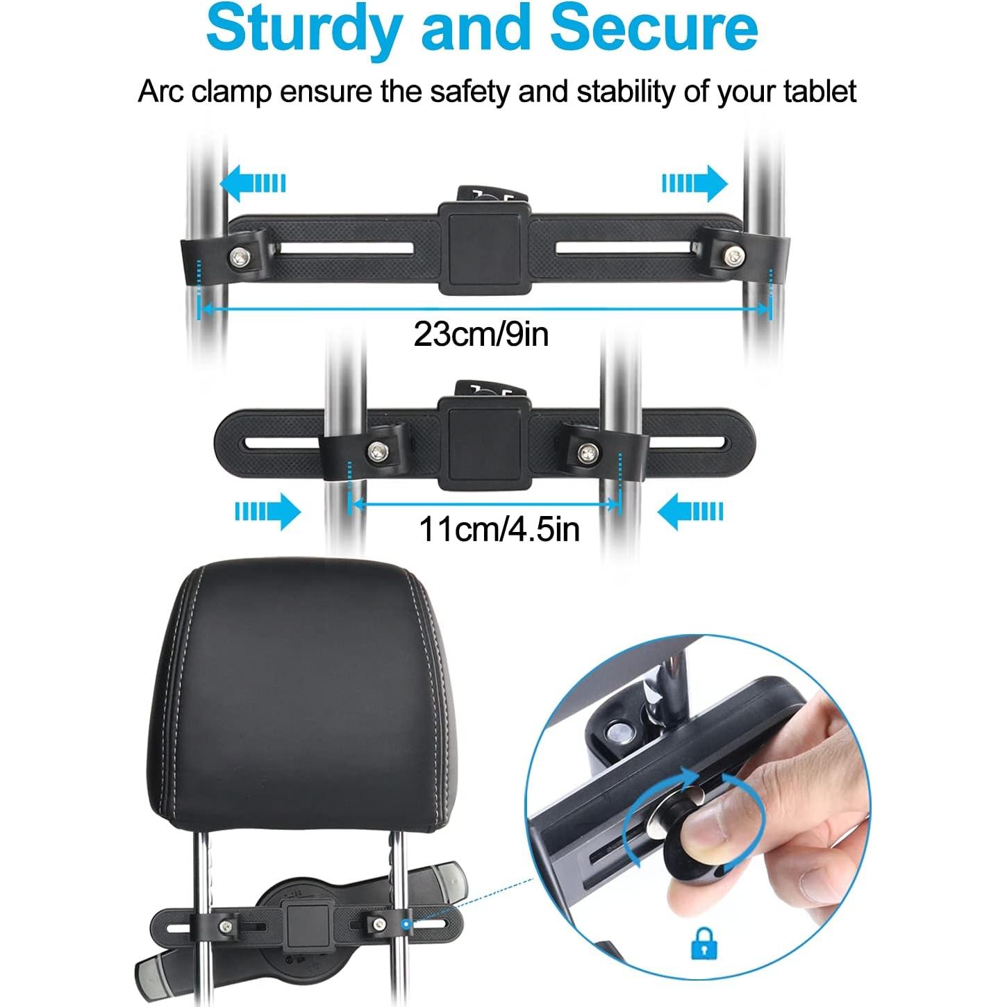 Soporte Universal para Tabletas Phichy en Reposacabezas Auto 9.5-14.5"
