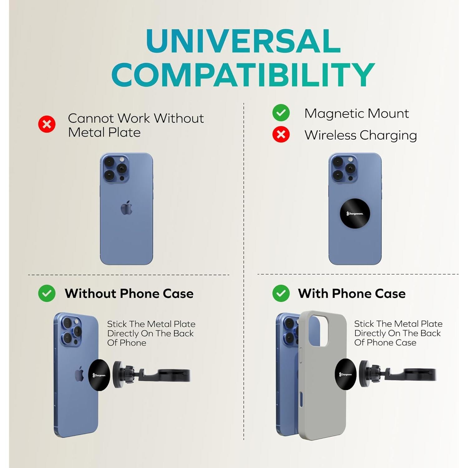 Soporte Magnético para Teléfono ChargeWorx CX9939BK 360°