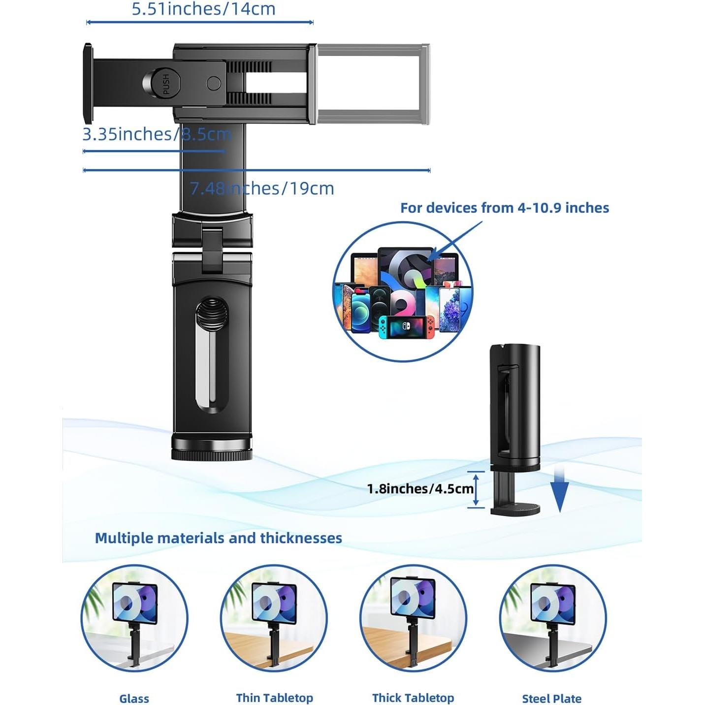 Soporte de Tableta para Viajes Nediea 360° Ajustable Negro