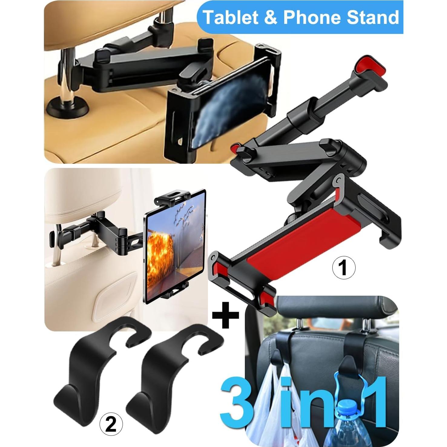 Soporte de Tableta para Reposacabezas de Coche Beefeng Rojo 4.7-11"