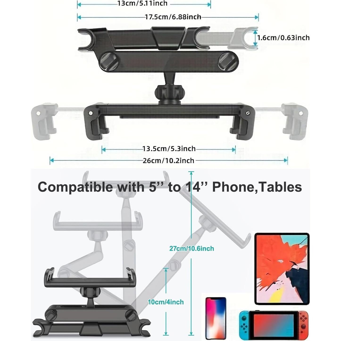 Soporte de Tableta para Reposacabezas de Coche Beefeng Rojo 4.7-11"