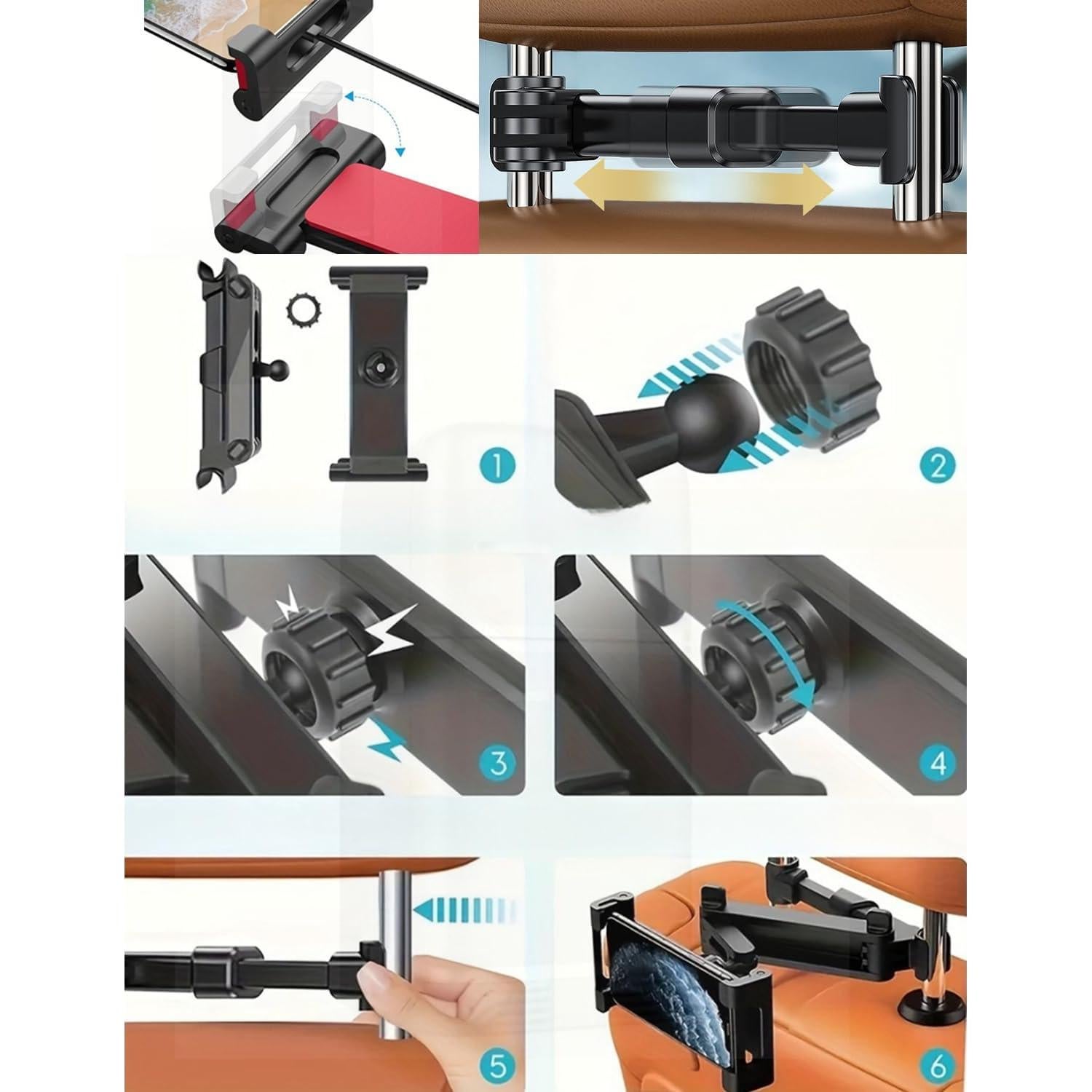 Soporte de Tableta para Reposacabezas de Coche Beefeng Rojo 4.7-11"