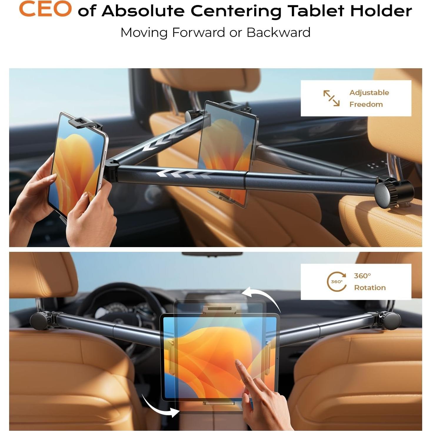 Soporte para Tableta LISEN para Auto - Reposacabezas, Negro, 4.6-33 cm