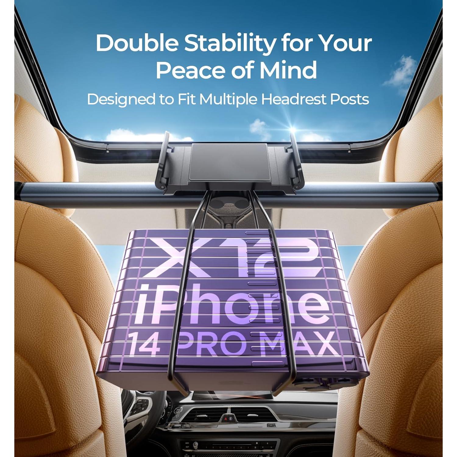 Soporte para Tableta LISEN para Auto - Reposacabezas, Negro, 4.6-33 cm