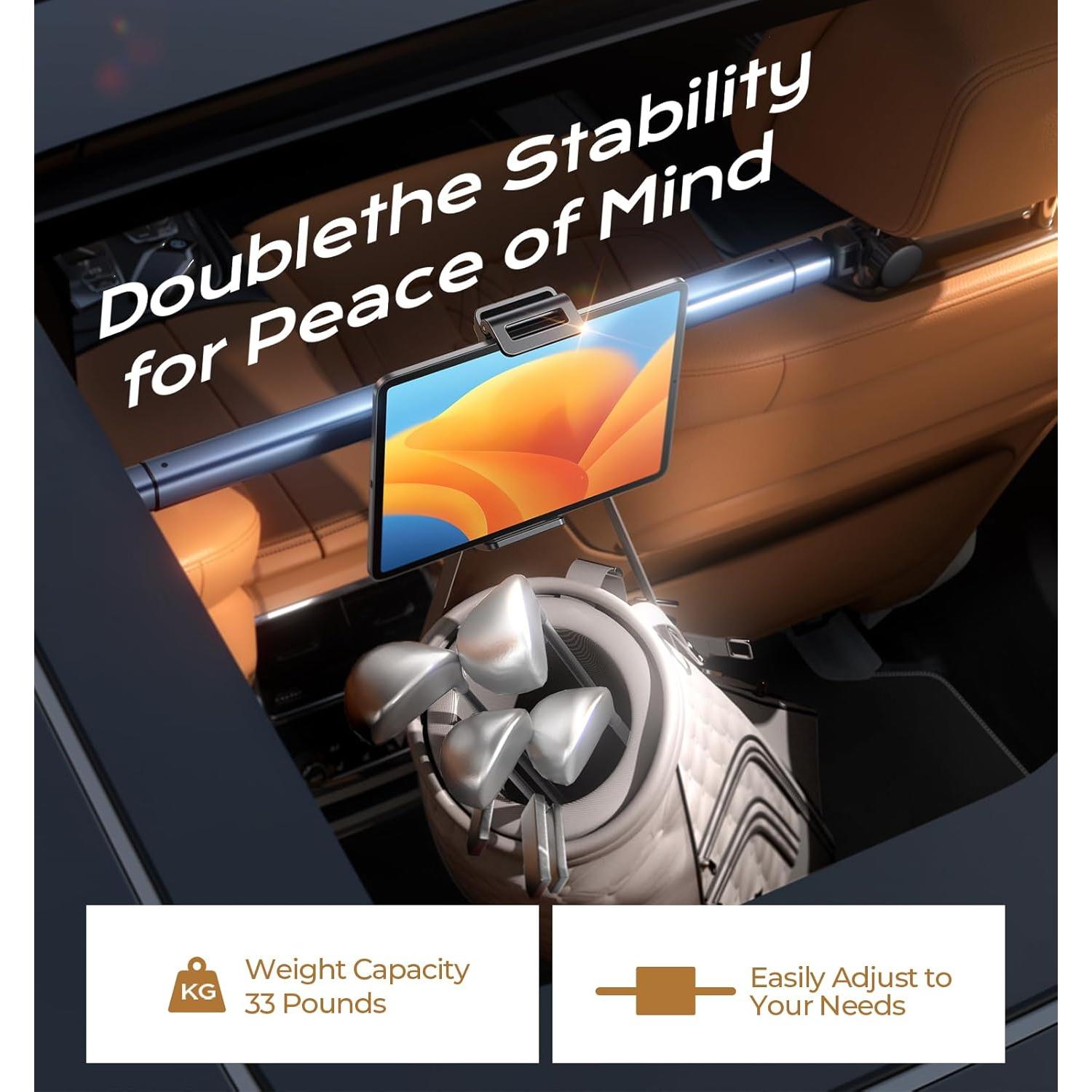 Soporte para Tableta LISEN para Auto - Reposacabezas, Negro, 4.6-33 cm