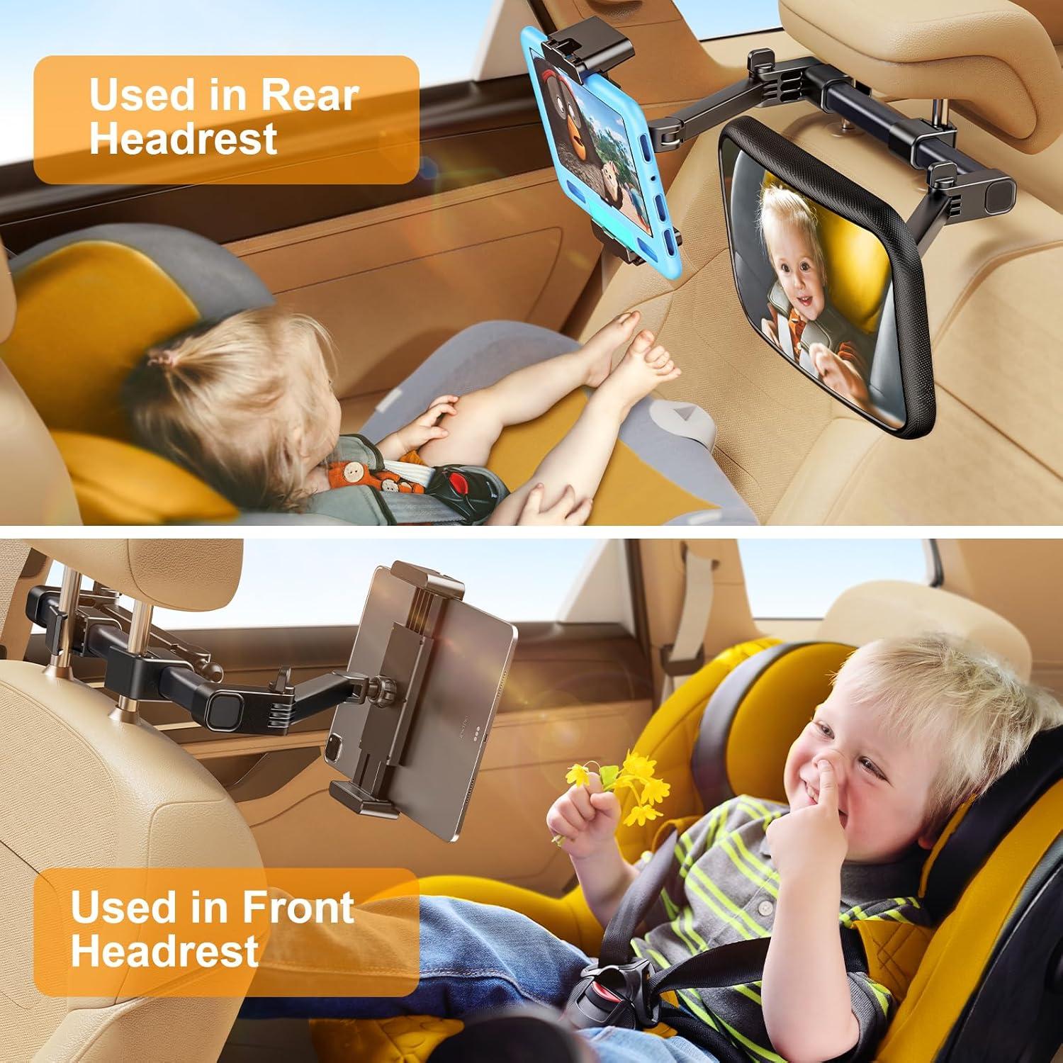 Espejo de Coche para Bebé TAZENI 2 en 1 con Soporte para Tableta