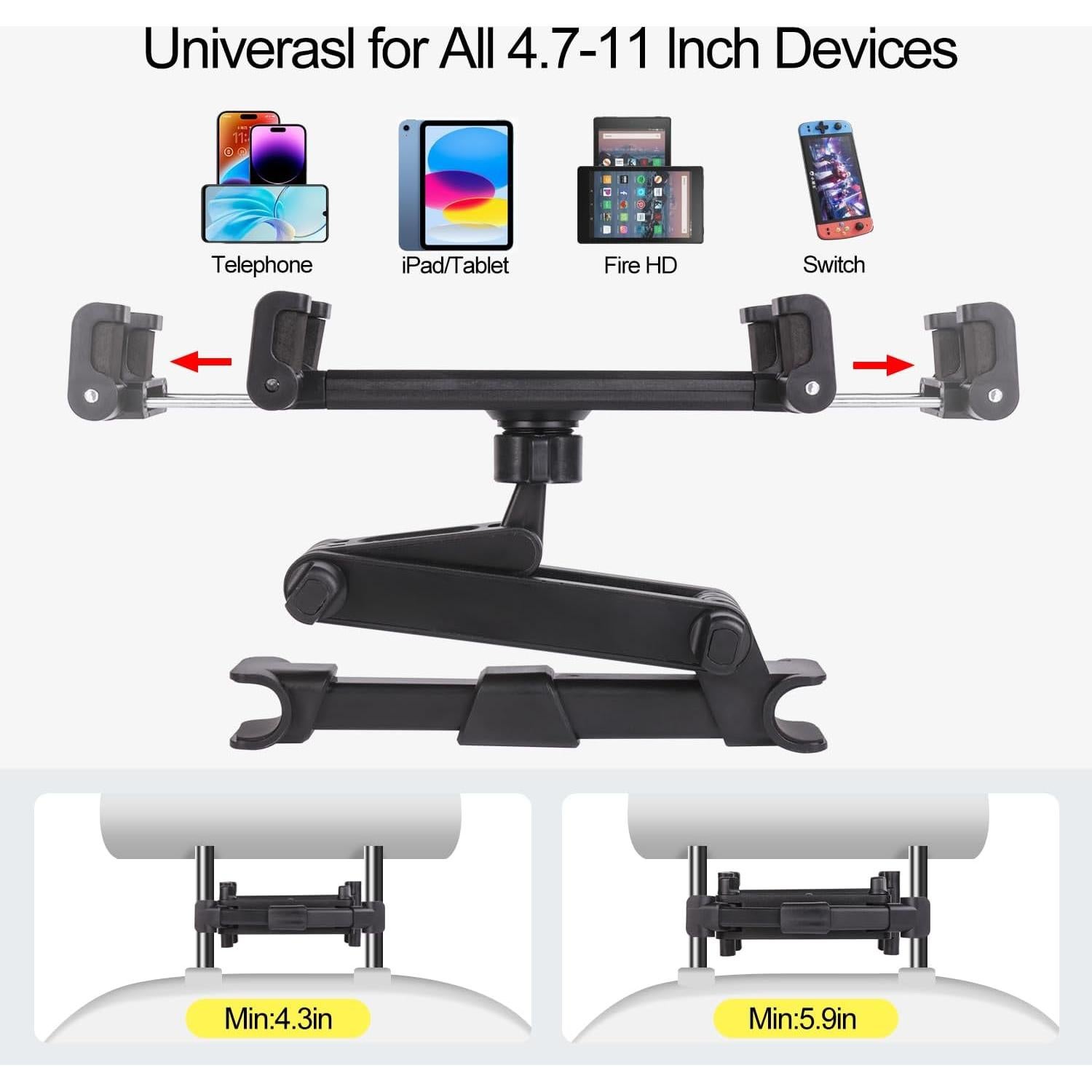 Soporte para Tablet y Celular AVOMOCO para Reposacabezas Auto