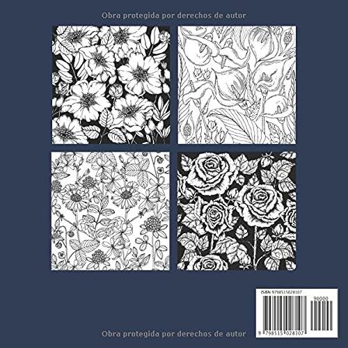 Libro Para Colorear Adultos 50 Dibujos Antiestrés: Coloración Flores Y Hojas | Diseños Para Adolescentes Y Mayores | concentración y Relajación. (Spanish Edition)