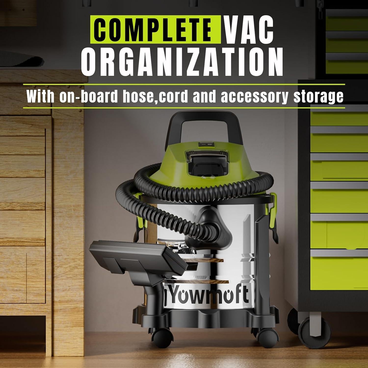 Aspiradora de Taller Inalámbrica Yowmoft 4 Galones 16 Kpa