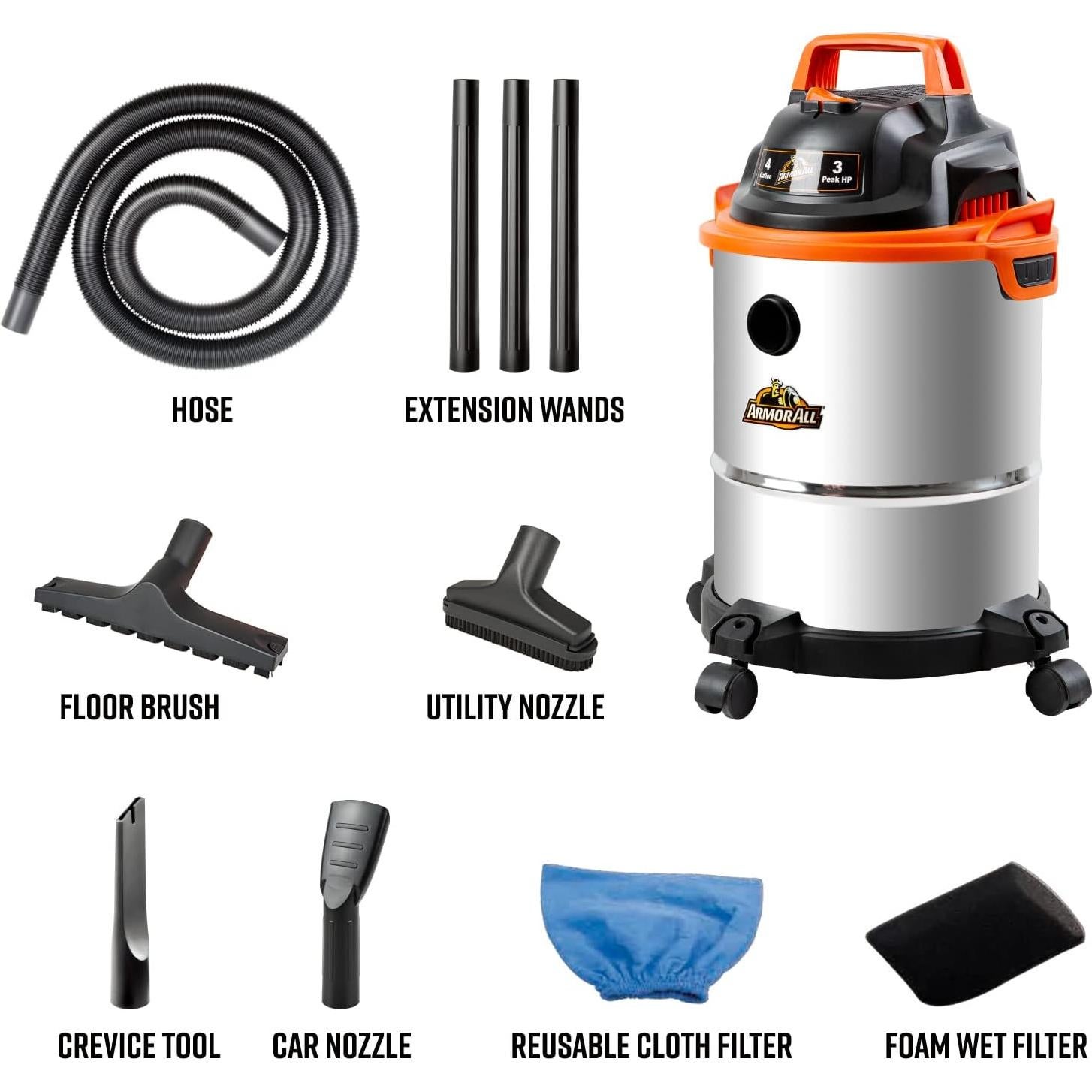 Aspiradora Húmeda/Seca Armor All VO408S 4 Galones 900W