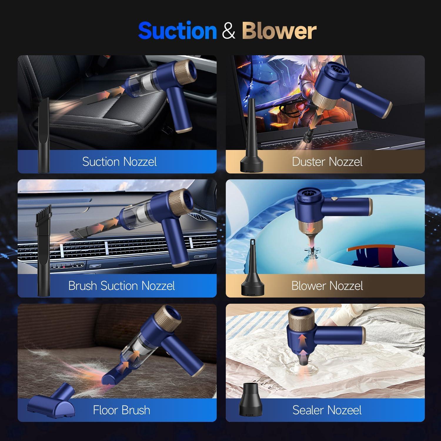 Aspiradora de Coche Inalámbrica Vizeusvac LT-135 16000Pa 7 en 1