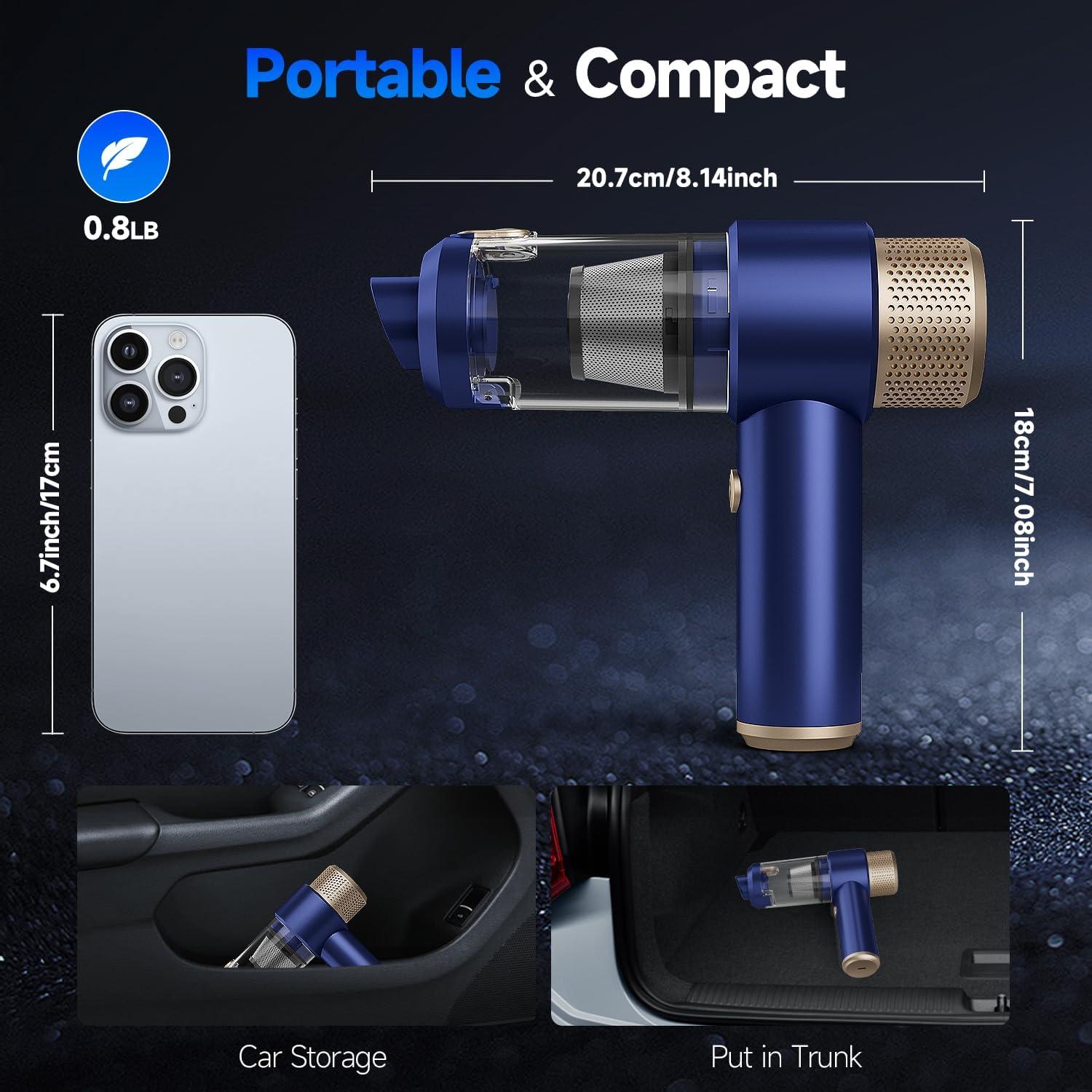 Aspiradora de Coche Inalámbrica Vizeusvac LT-135 16000Pa 7 en 1