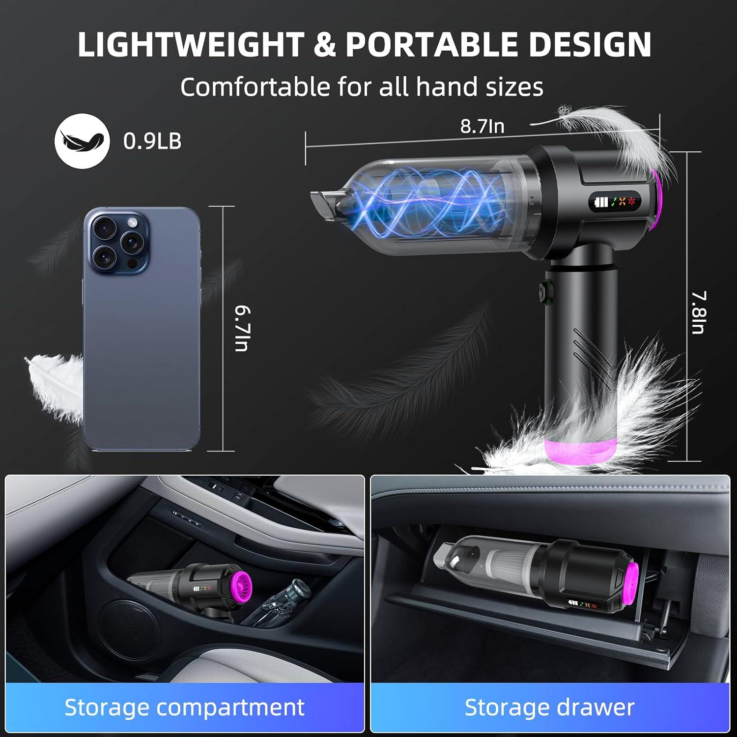 Aspiradora de Mano Kimdog CY109 18000PA Sin Cable Portátil