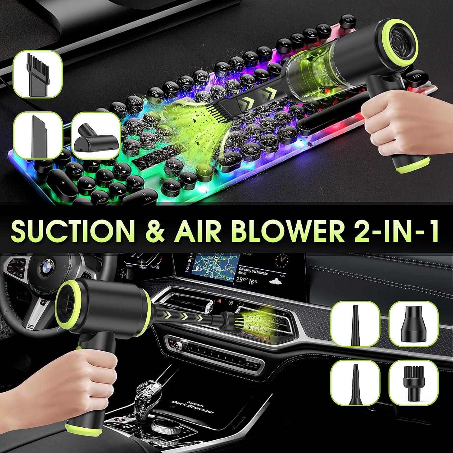 Aspiradora de Mano Inalámbrica WADCIMC 20000Pa 2 en 1 Verde