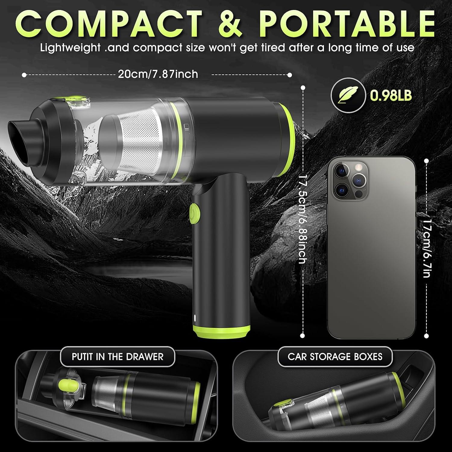 Aspiradora de Mano Inalámbrica WADCIMC 20000Pa 2 en 1 Verde