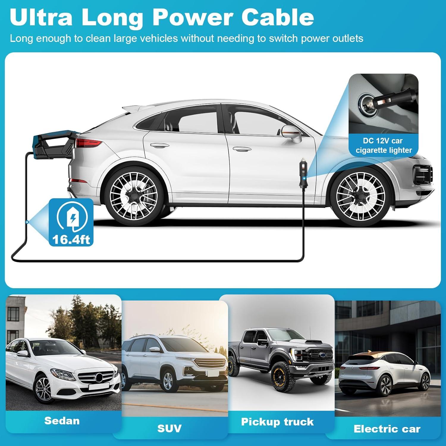 Aspiradora de Coche Blestan LT-114 12V 0.35L con Luz LED