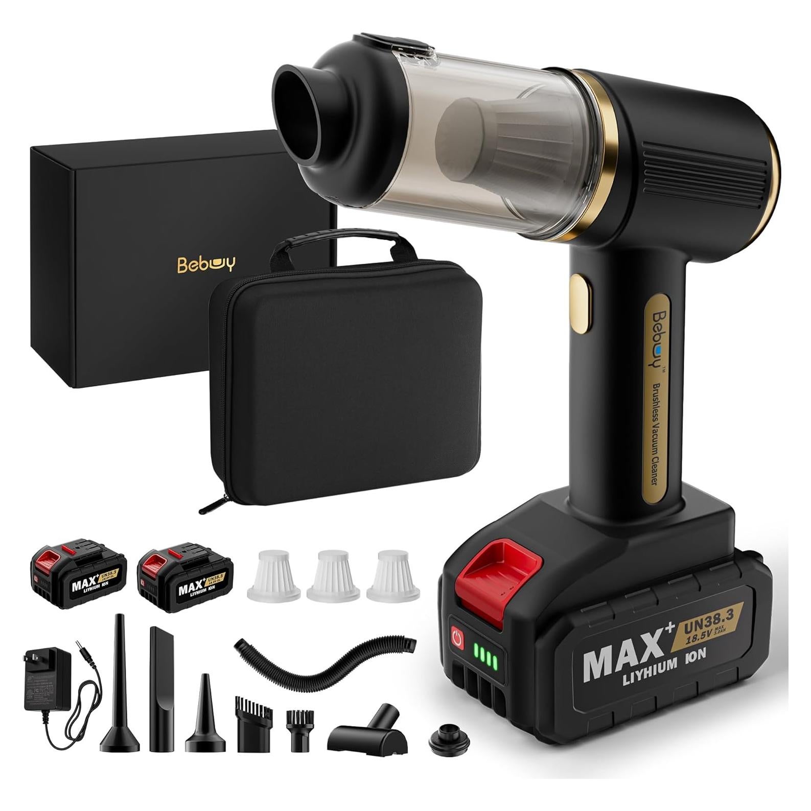 Aspiradora de Coche Bebuy LWT005 Inalámbrica 28000Pa 4 en 1