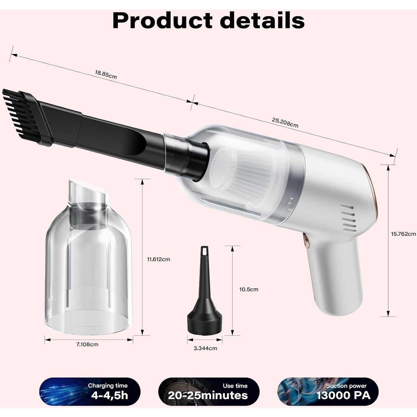 Aspiradora de Coche Inalámbrica APPS2Car CV1 13000PA 3 en 1