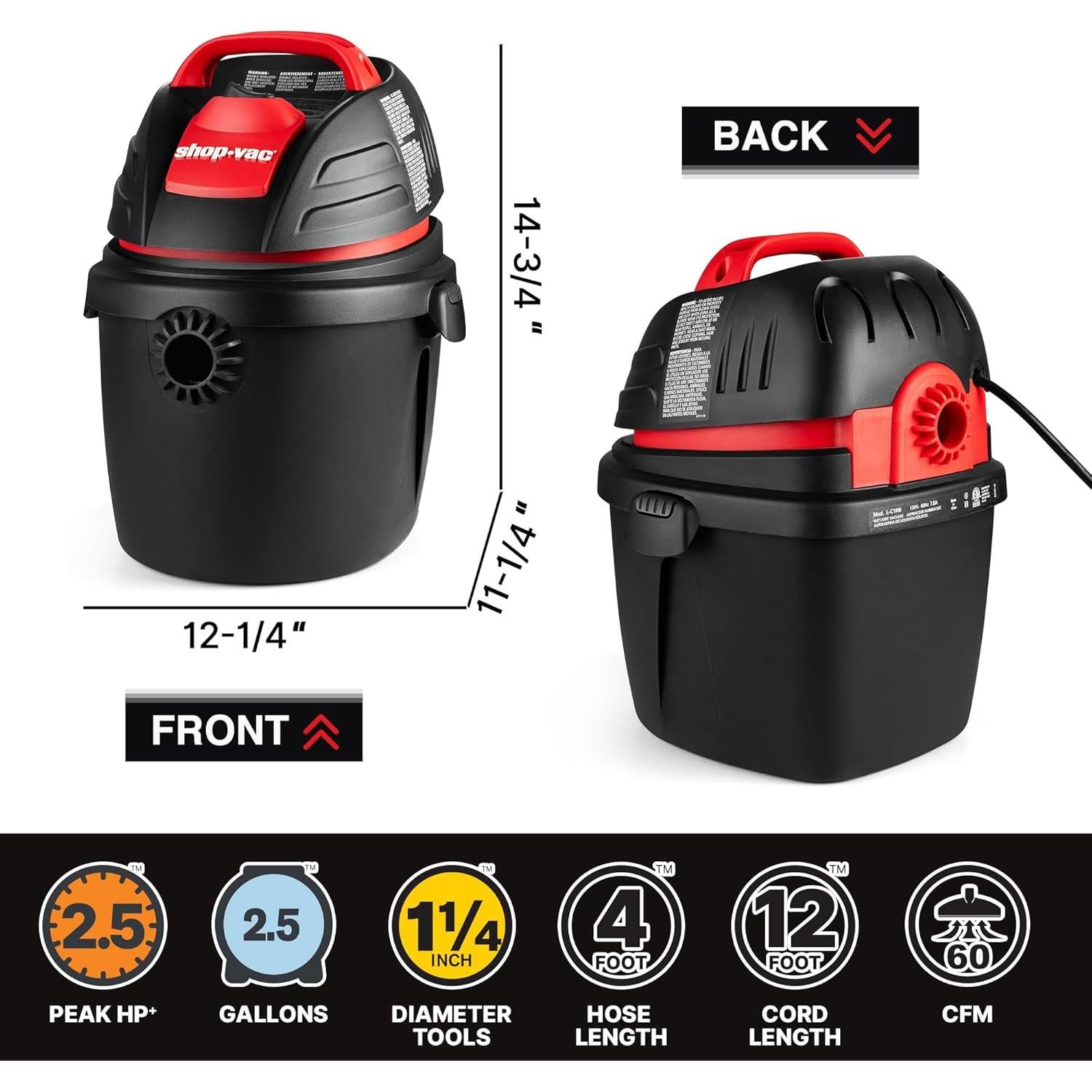 Aspiradora Húmeda/Seca Shop-Vac 9303511 9.46L 2.5HP Portátil