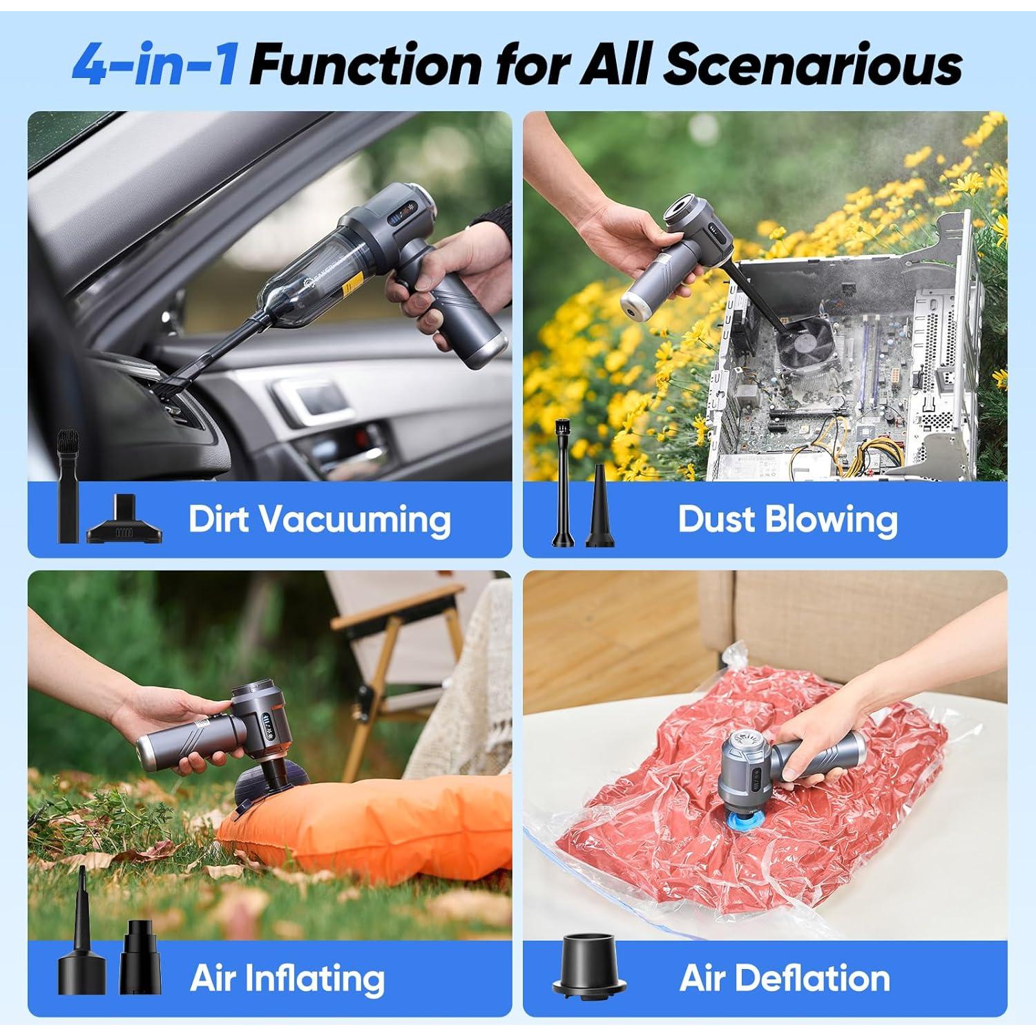 Aspiradora de Coche Inalámbrica SakerPlus SW-109 4 en 1 17500Pa