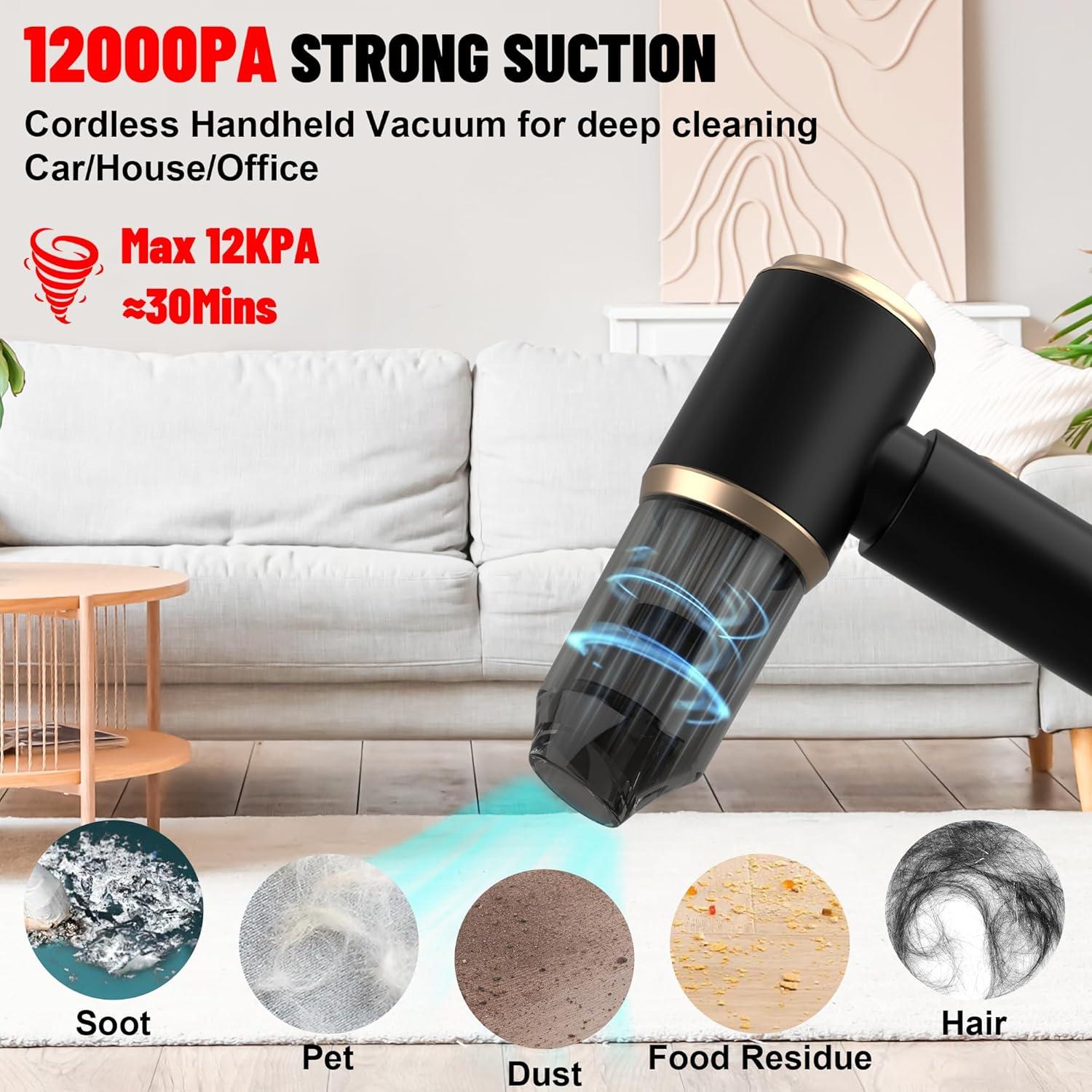 Aspiradora de Mano Inalámbrica LAZYROSY 12000PA 4 en 1