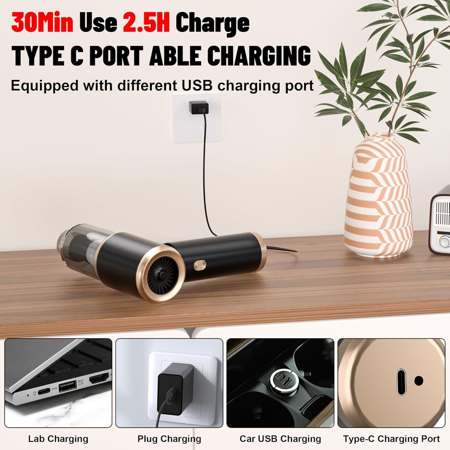 Aspiradora de Mano Inalámbrica LAZYROSY 12000PA 4 en 1