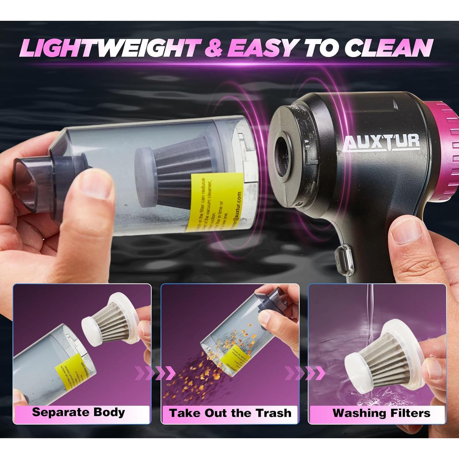 Aspiradora de Mano Inalámbrica AUXTUR 3 en 1 12000PA Negra