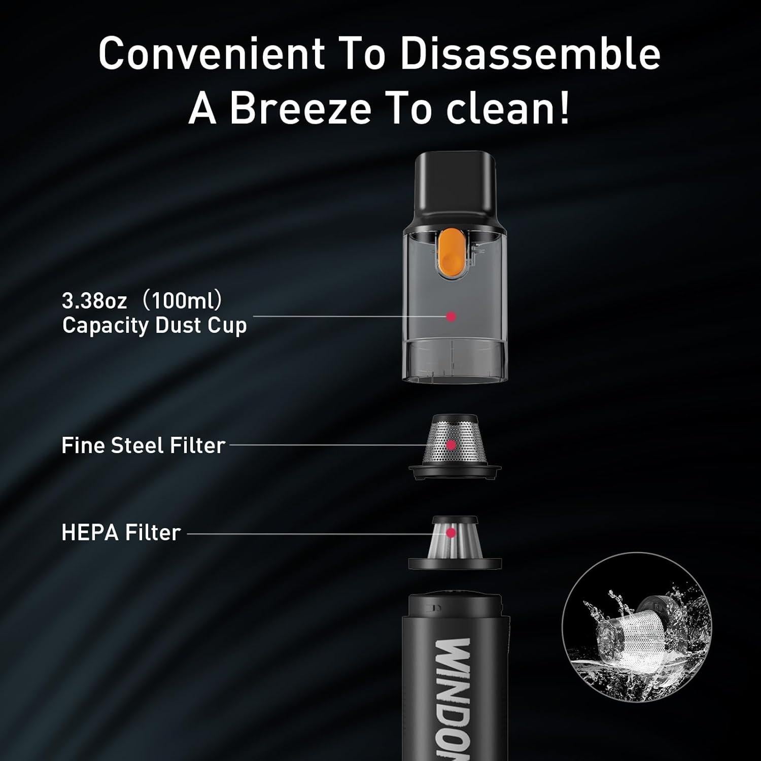 Aspiradora de Coche Windone W1 12000Pa Inalámbrica y Compresor 150PSI