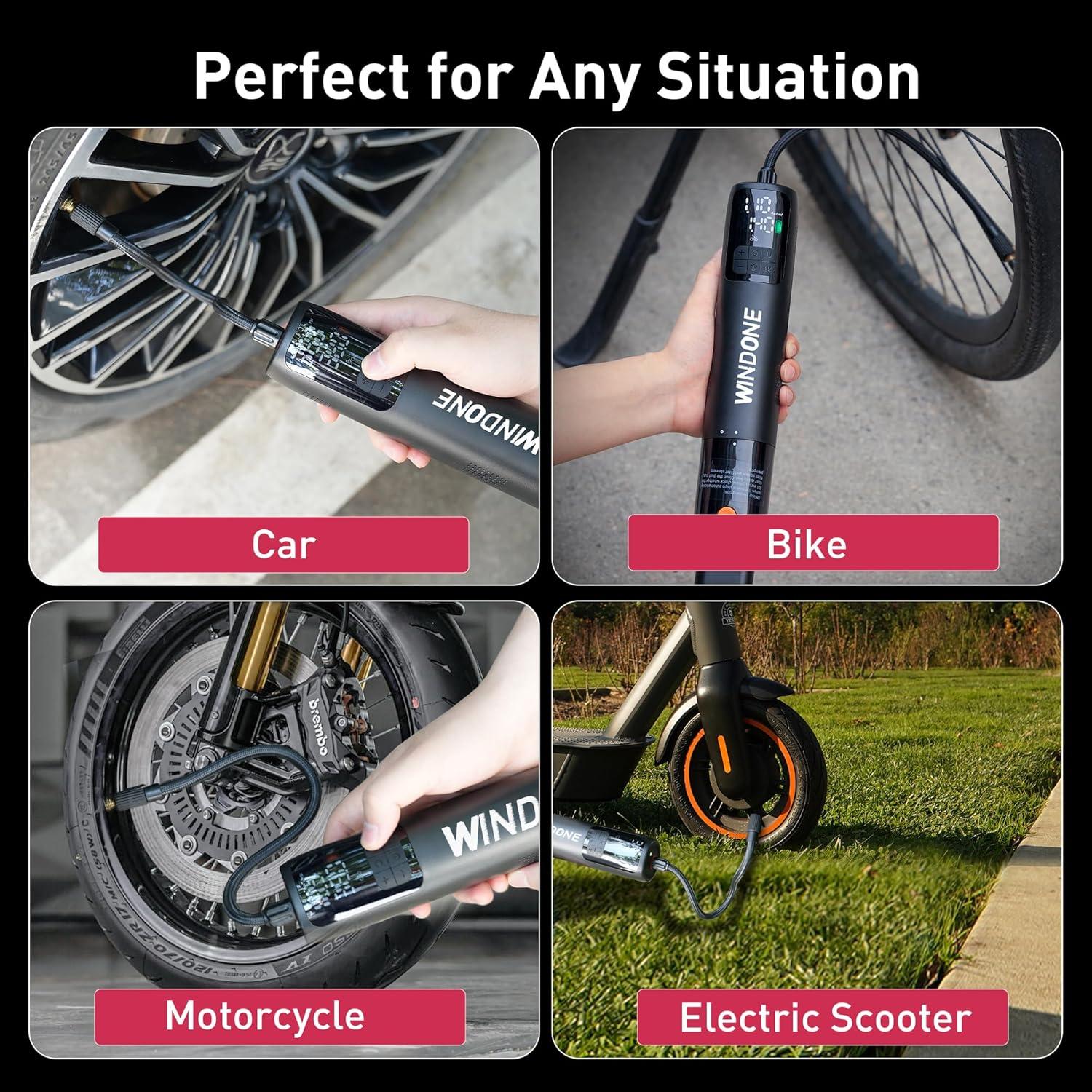 Aspiradora de Coche Windone W1 12000Pa Inalámbrica y Compresor 150PSI