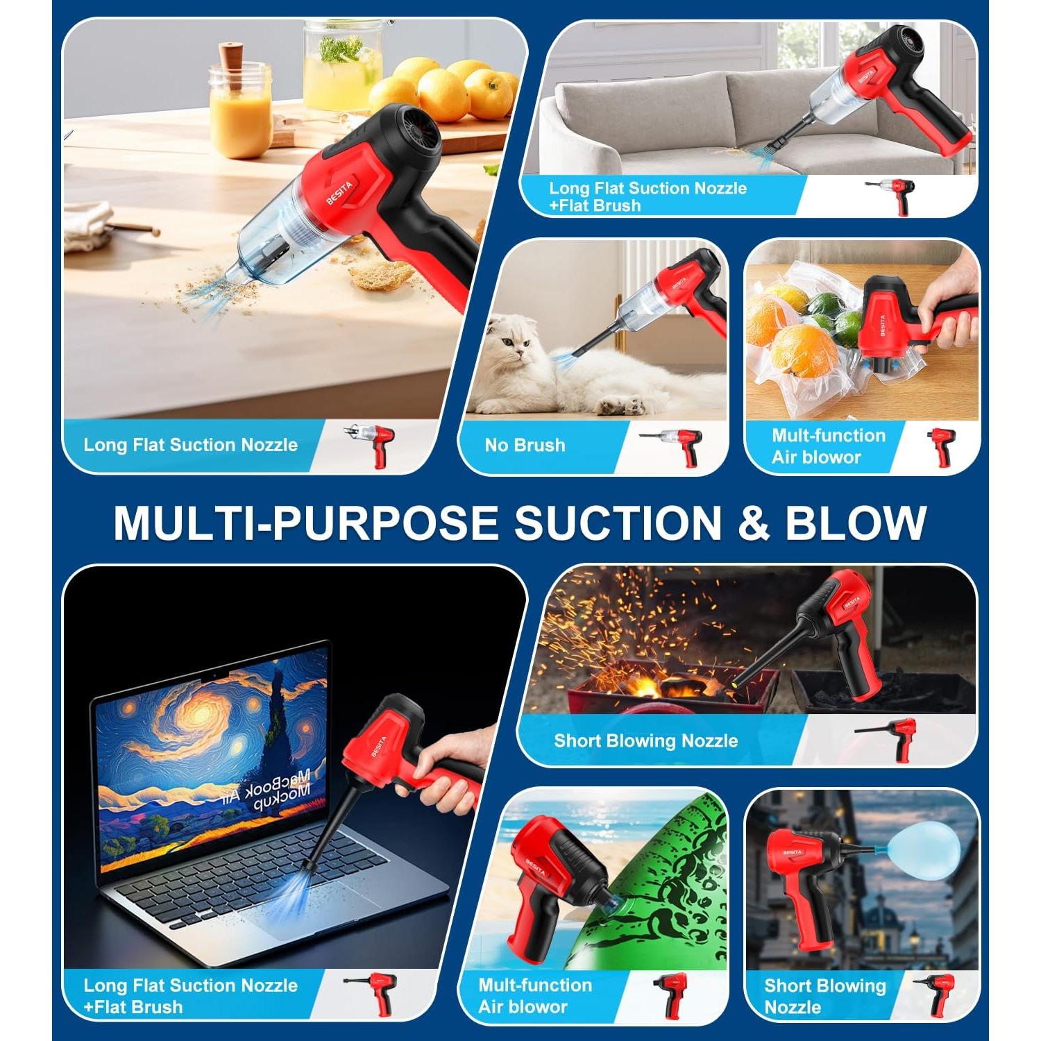 Aspiradora de Coche Portátil BESITA BST51110 12000Pa Sin Cable