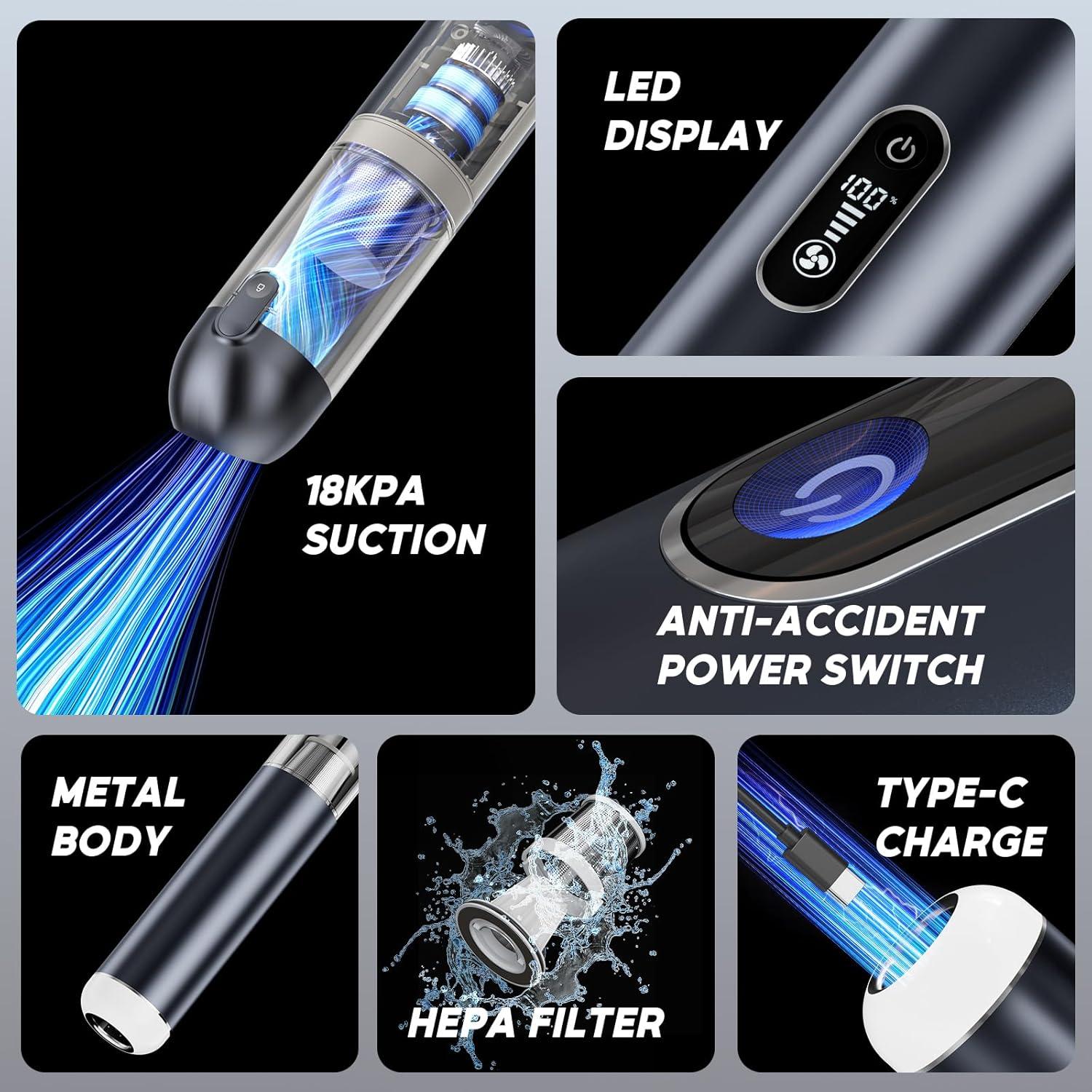 Aspiradora Portátil Inalámbrica Holyask V11S 18000PA 3 Modos