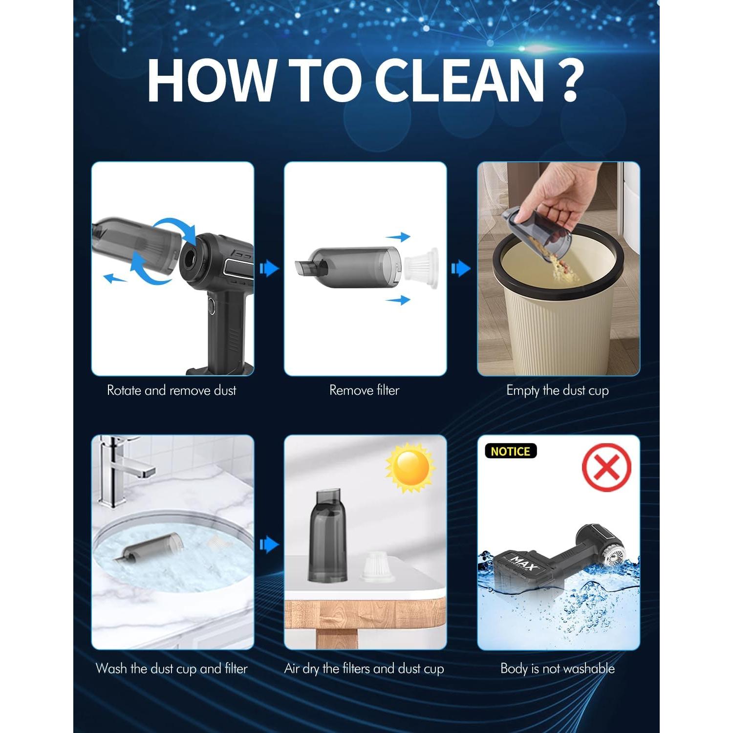 Aspiradora de Coche Quotor 23000Pa Inalámbrica Portátil